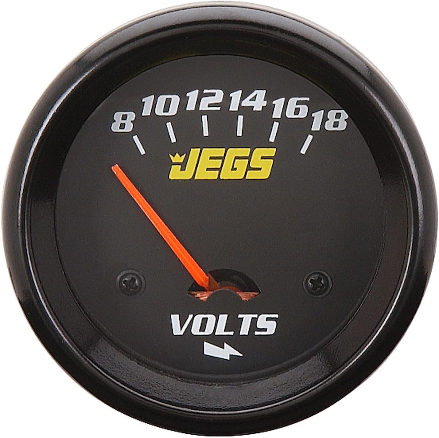 JEGS Voltmeter Gauge | 2-5/8� Diameter | Electrical | 8-18 Volts | Black Face | Includes Chrome, Silver, And Black Bezels | Made In USA