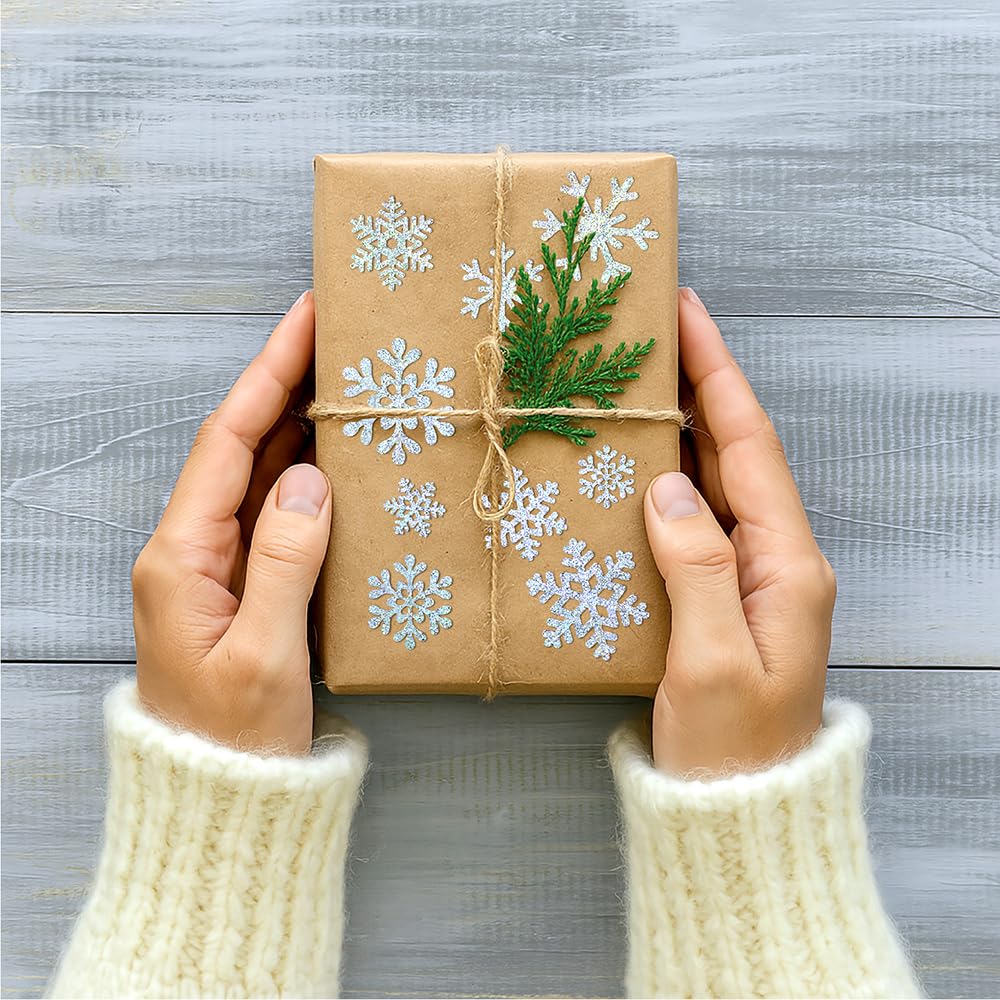 200 Stück selbstklebende Schneeflocken-Aufkleber – 10 Blatt abnehmbare, wasserdichte Vinyl-Glitzer-Aufkleber für Weihnachten, Winter, Urlaub, Party, Zuhause und DIY-Dekoration (Silber)