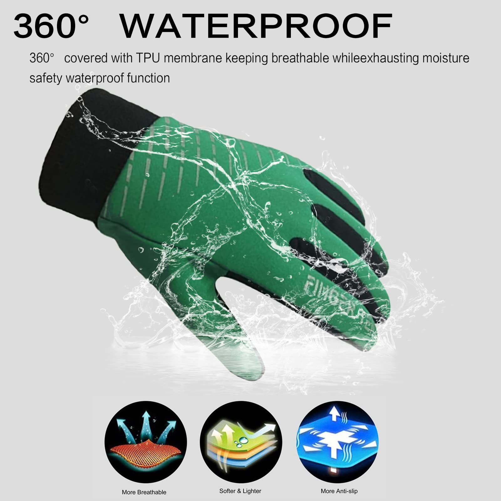 Gants D'hiver Chaud Ecran Tactile Enfant - Gants De Cyclisme Antidérapants Coupe-Vent Thermiques Mitain Noir Sport Football Gants Pour Garcons Filles