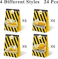 Vista 5 de 24 piezas de suministros de fiesta de cumpleaños para niños con temática de camiones de construcción