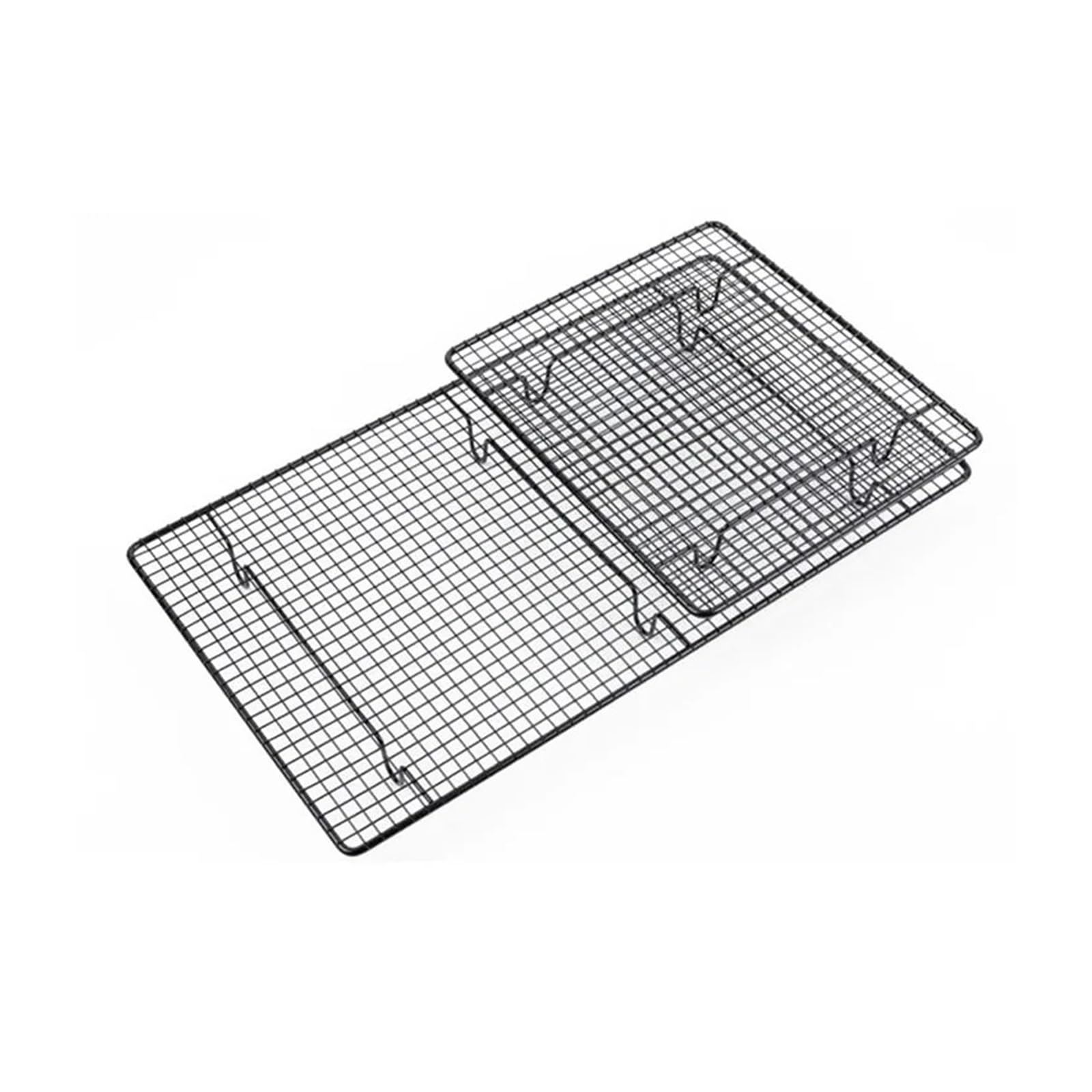Kühlgitter aus Edelstahl Edelstahl-Drahtgitter, Kühltablett, Kuchen, Lebensmittelregal, Ofen, Küche, Backen, Pizza, Brot, Grill, Kekse, Halter, Regal(2pcs Black L)