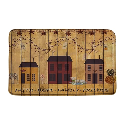 GCTNBJL Primitive Rustic Bath Mat Vintage Farmhouse Barn Rusty Star