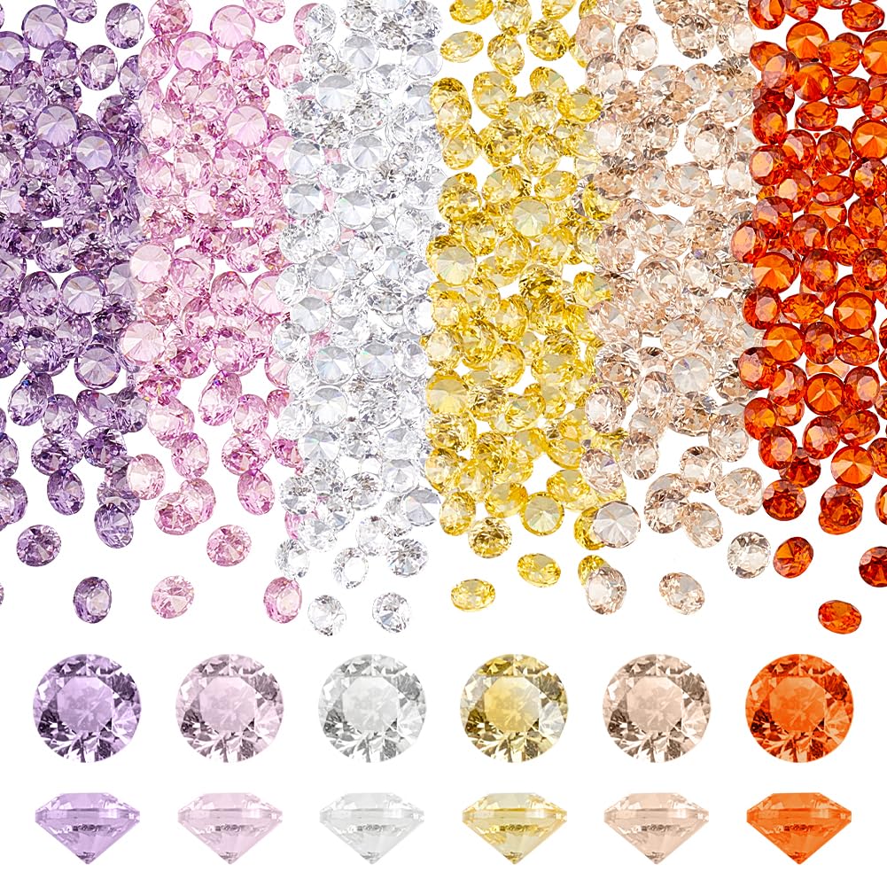 PH PandaHall - 120pcs 6 Tailles Zircons Cubiques Rhinestones à Facettes Diamant Zircon Cubique pour Fabrication des Anneaux Bagues Artisanats Manuels