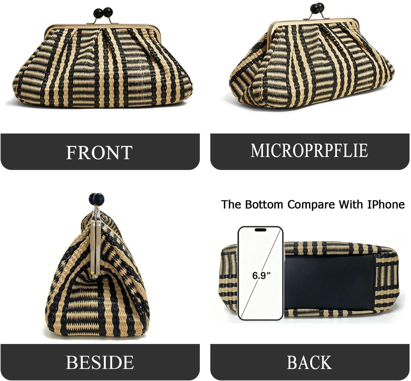 Straw Clutch Purse for Women, Classic Beach Clutch,Woven Summer Bag image 4