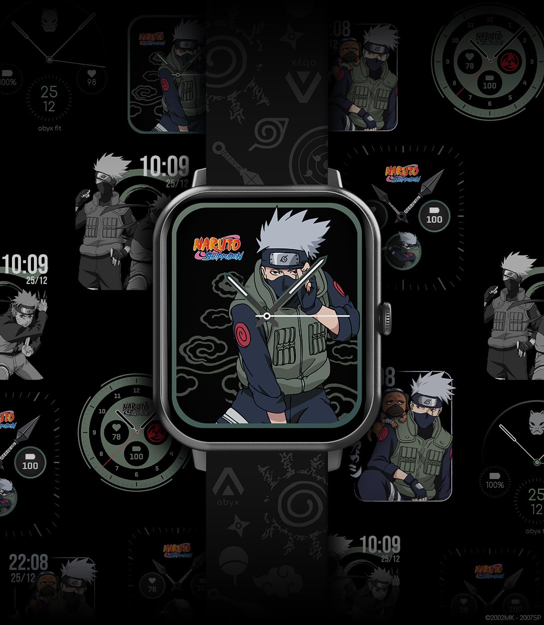 Abyx FIT Touch 3 Naruto Edition smartwatch - połączenie Bluetooth, 123 trybów, pełny ekran dotykowy TFT 1,83", wodoodporny IP67, funkcja zdrowia, powiadomienia push (Kakashi)