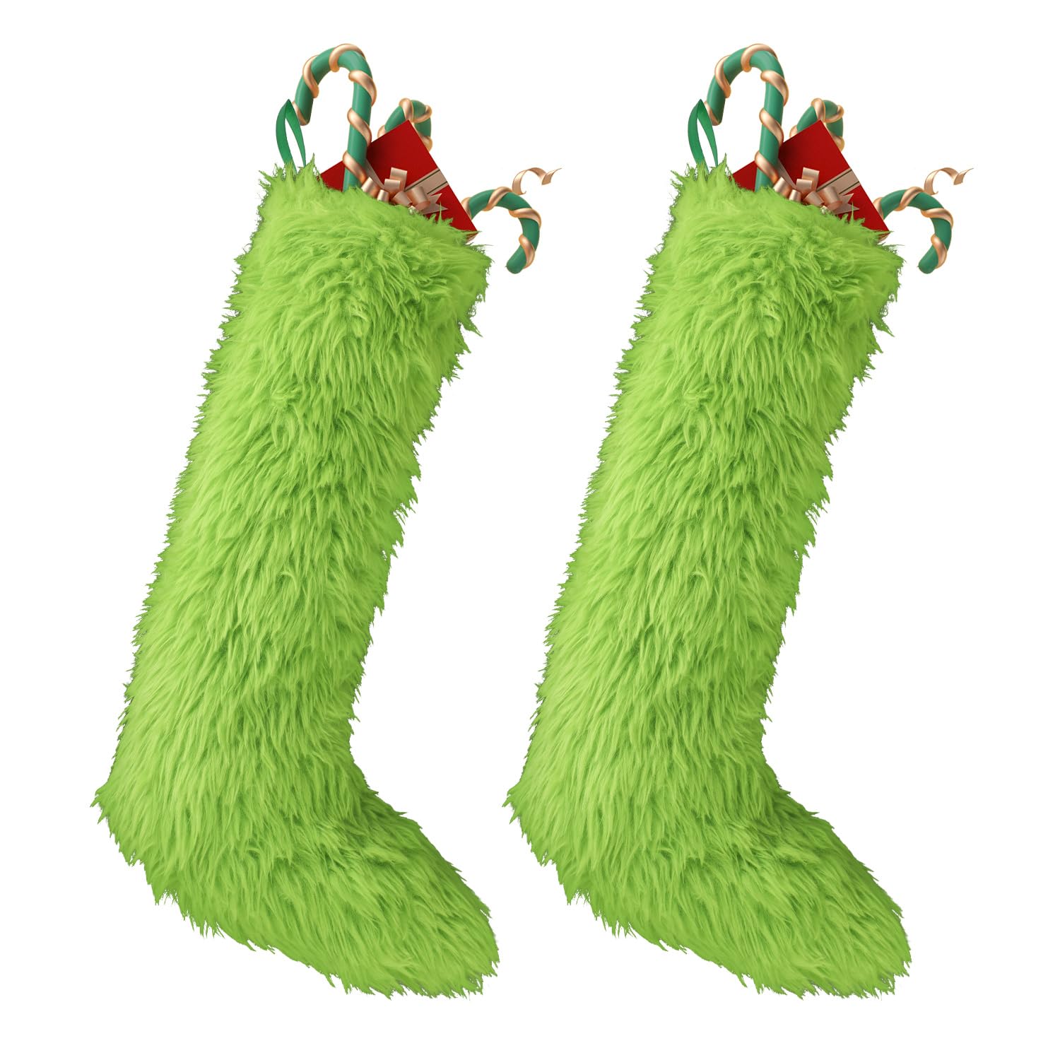 DUO ER Natale Calze 2pcs Rosso e Verde Velluto Calza Natale con la Nappa Albero Regali Borse Hanging Calzini for Le Vacanze della Decorazione del Partito (Colore : Red