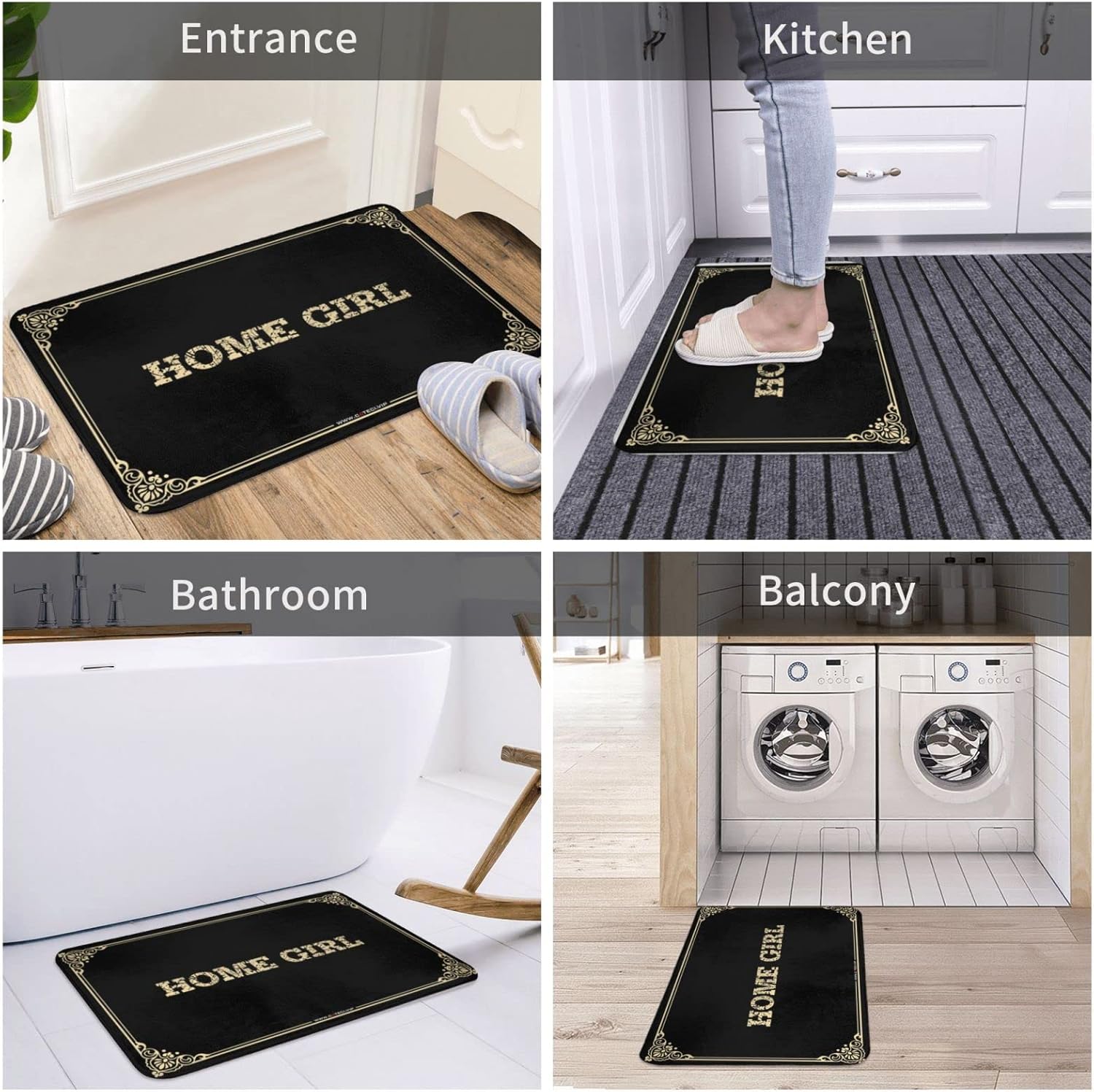 Fall Door Mat Indoor Home Girl Doormat Kitchen Rug Set Door Mat Outdoor Entrance Funny(65X90CM)