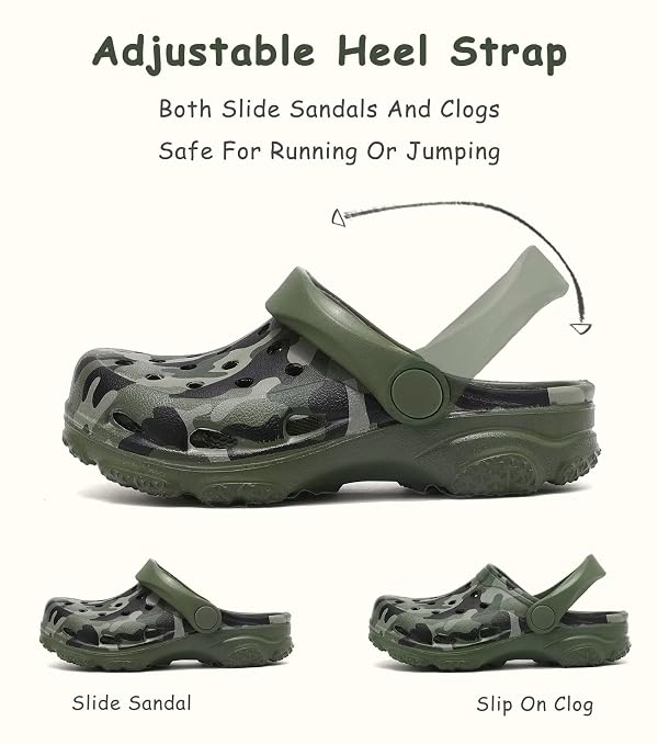 Cofopo Boys and Girls Graphic Clogs for Kids,Unisex Eva Mules for Kid Toddler,Boy and Girl Closed Toe Slide Sandals, Camo Green by Cofopo - Used condition - Image 5