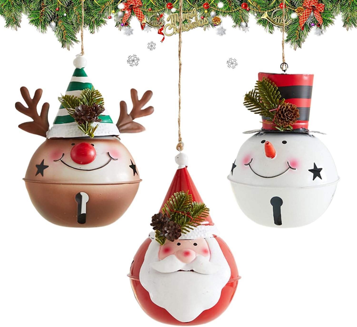 クリスマス オーナメント | 3点セット かわいい フェスティブ フィギュア,サンタ 雪だるま トナカイ オーナメント | 窓 ドア