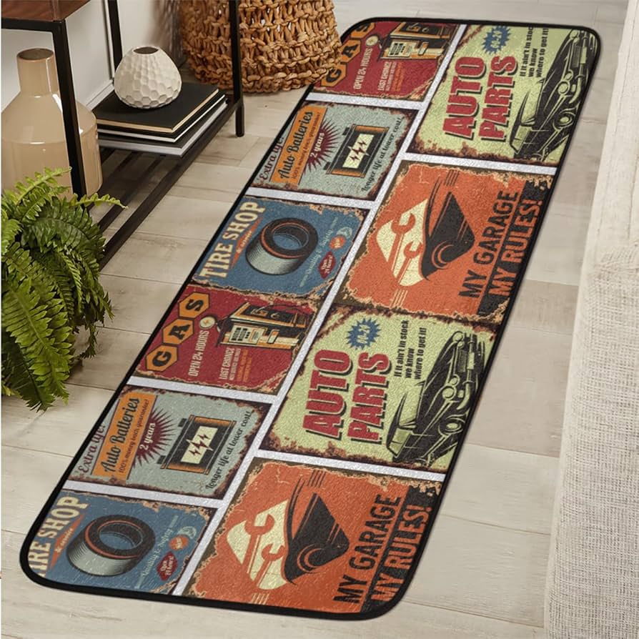 Amazon.com: Vintage Car Theme Washable Runner Rug - 2x6 Feet Rug