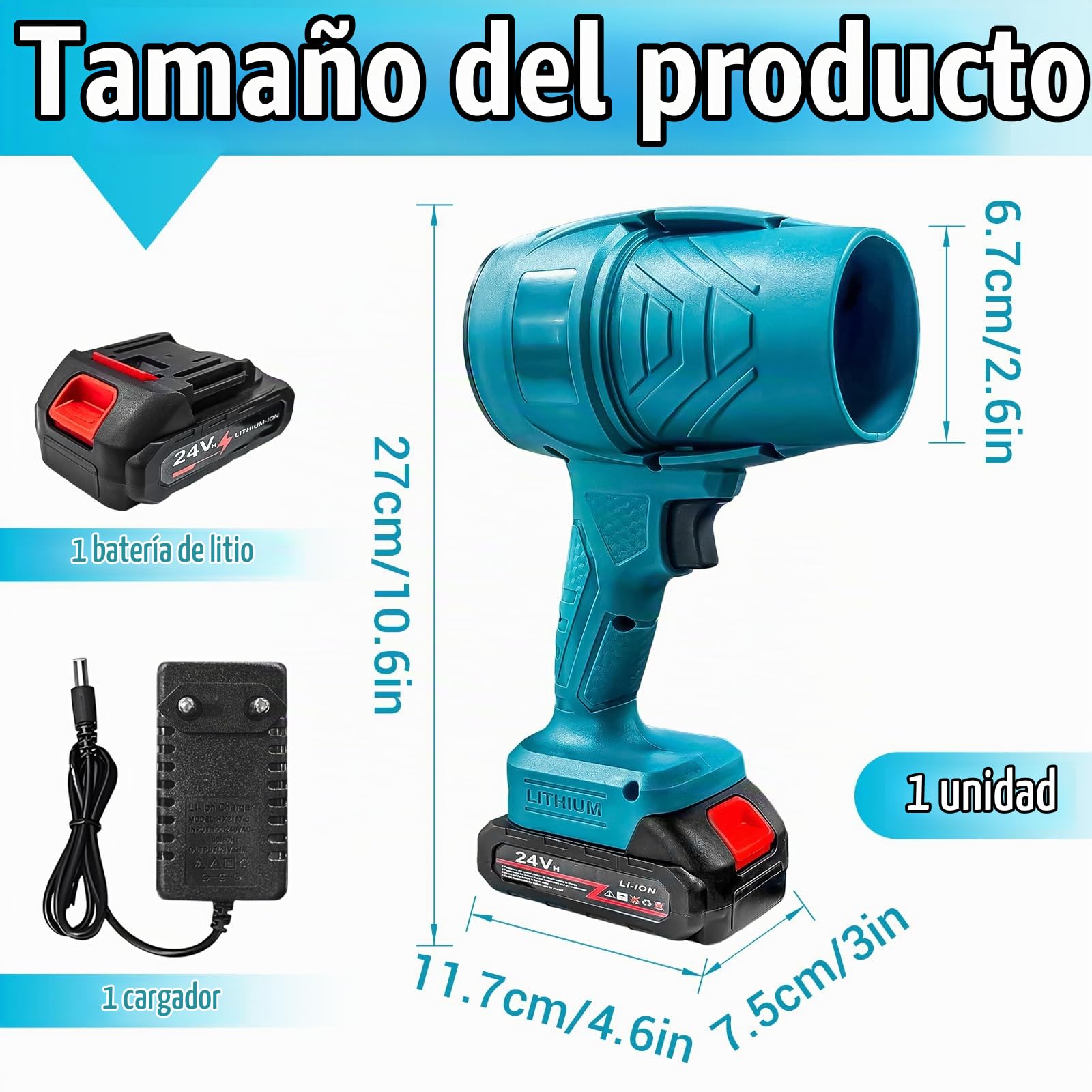 Soplador de Hojas, RosyFate Soplador de Bateria, Soplador de Aire Potente, Soplador Portátil, con Batería y Cargador, para Jardín, Coche y Eliminación de Nieve