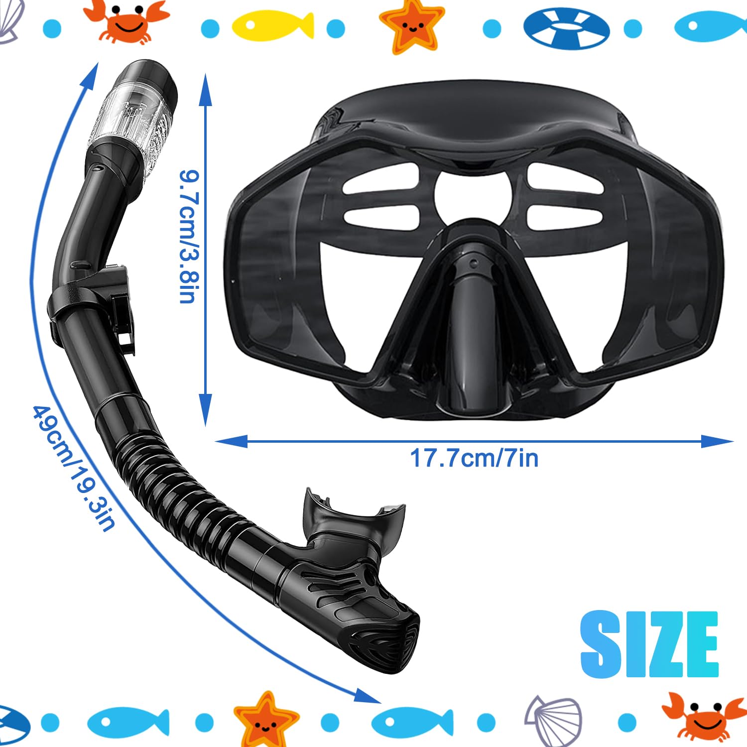 Maschera Subacquea Adulti, Maschera Snorkeling Adulto con Boccaglio, Maschera Subacquea per Adulti, Maschera per Immersioni, Maschera e Boccaglio Snorkeling, per Immersioni, Apnea e Snorkeling