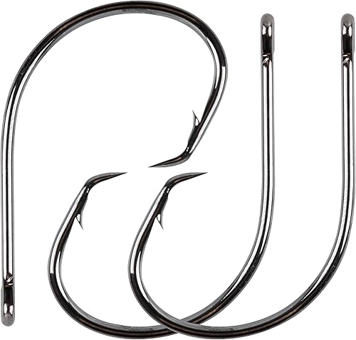 Ganchos circulares de pesca para agua salada, 80 anzuelos de acero de alto carbono en línea, gancho de pulpo recto para pesca de agua dulce