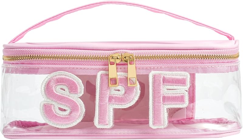 Necessaire transparente RSRSLEII com zíper e alças, 01SPF Pink
