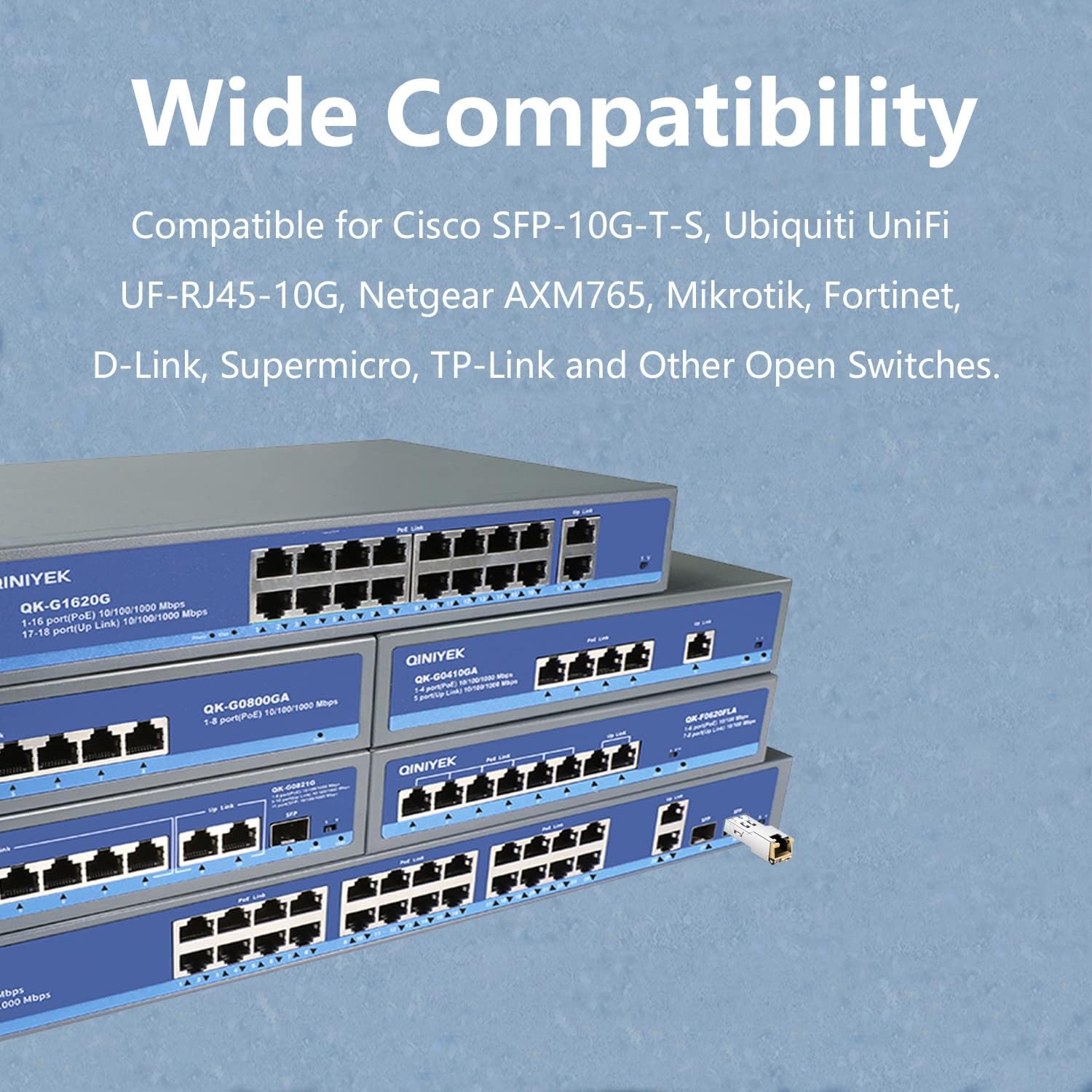 10G/5G/2.5G/1.25G SFP+ to RJ45 Copper Module, 10Gbase-T Ethernet Gbic Compatible for Cisco,Meraki,Ubiquiti,D/TP Link,Supermicro,Netgea and More, CAT.6a/CAT7 Cable; 30m
