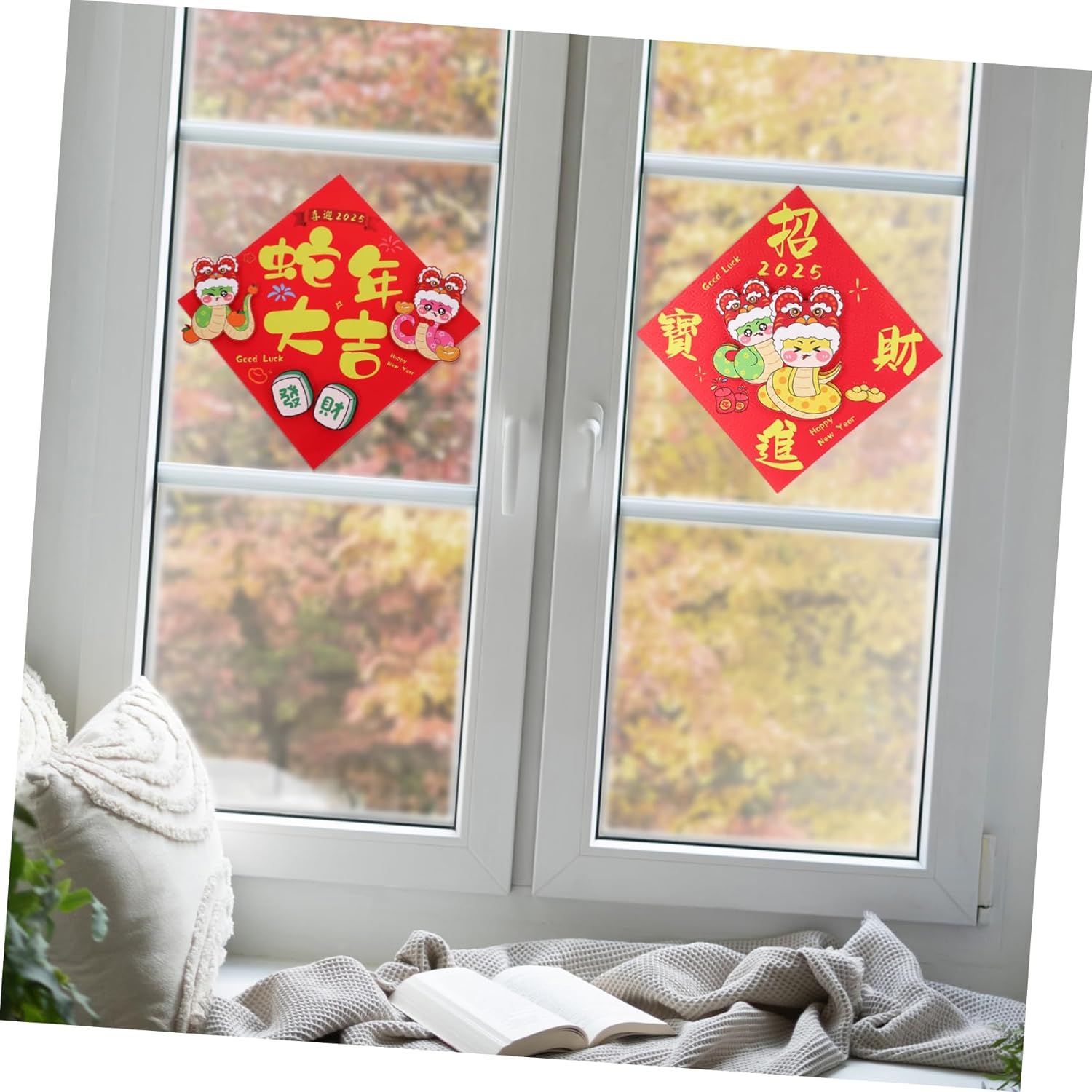 4pcs Chinese Year Wall Sign Fu Character Decoration for Spring Festival Lunar Year Celebration Window Sign Auspicious Design for Home Door and