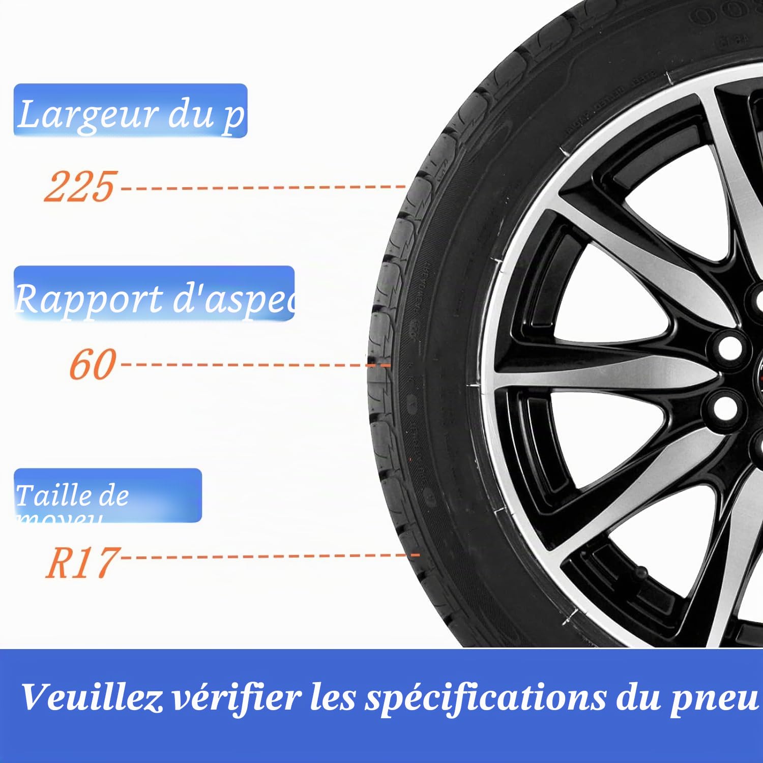 Lot de 8 chaînes à neige d'urgence pour pneus de voiture - 165-285 mm - Pour voiture, camion, SUV, routes enneigées - Avec pelle à neige en plastique et gants