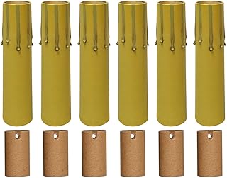 Royal Designs 4 Inch Candle Drip Sleeves Chandelier Socket Covers with Paper Insulation, Beige, Set of 6