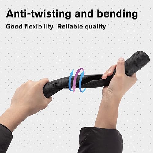 Miniatura 3 de Amiss Funda de cuero de napa para volante, 2 protectores de rueda segmentados, funda universal para volante de automóvil del 99% (negro)