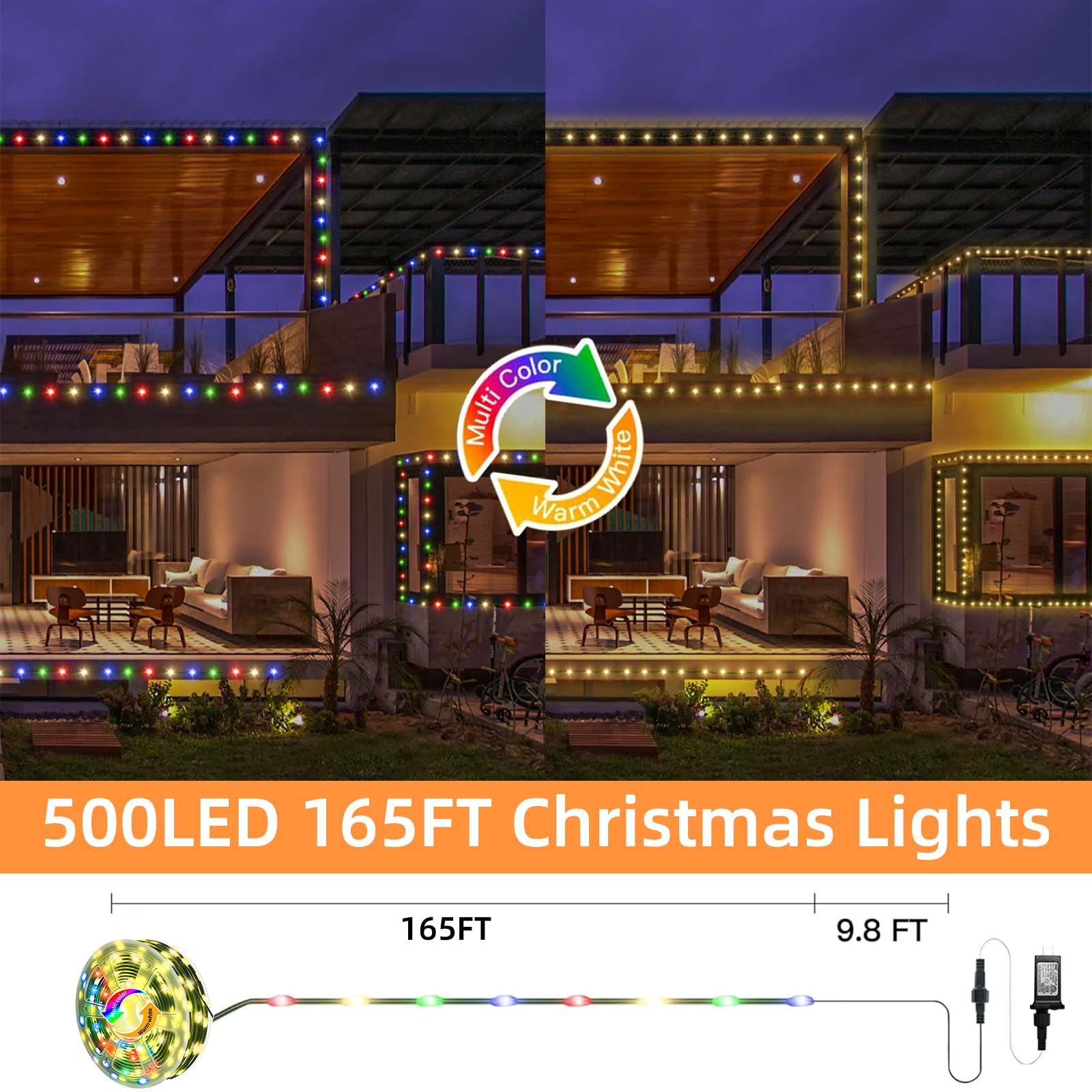 Amazon.com: Anycosy Dual Color Change Lights, 165FT 500LED Outdoor