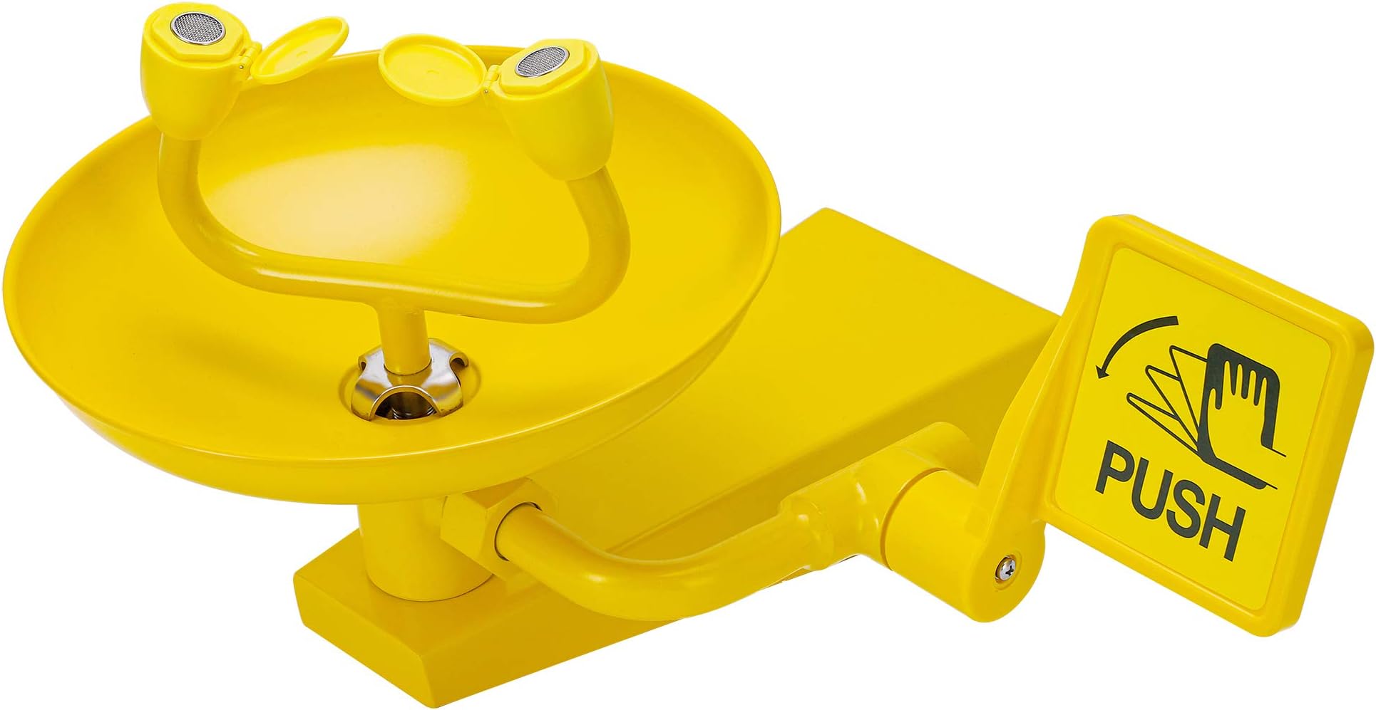 ABS Coating Wall Mounted Eye Washer Emergency Eyewash Station Professional Eye Wash Bowl Wall Type Eyewash Face Shower First Aid Tool Safety Equipment(BTG11-A(With Hand-pushing Board))