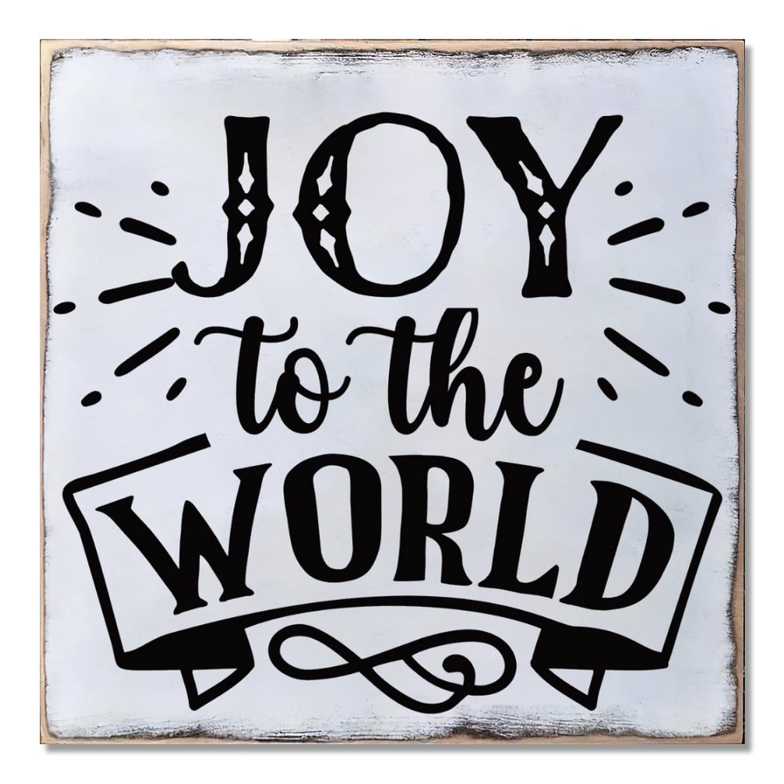 Panneau mural Joy to the World bois déco Noël suspendre 40cm