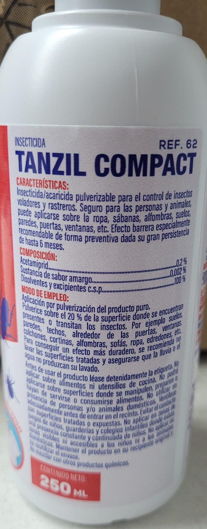 Tanzil compact 250ml - Impex. Especial chinches. Elimina toda clase de insectos voladores y rastreros. Sin olor. No mancha. Accion inmediata. Larga duracion. Repelente
