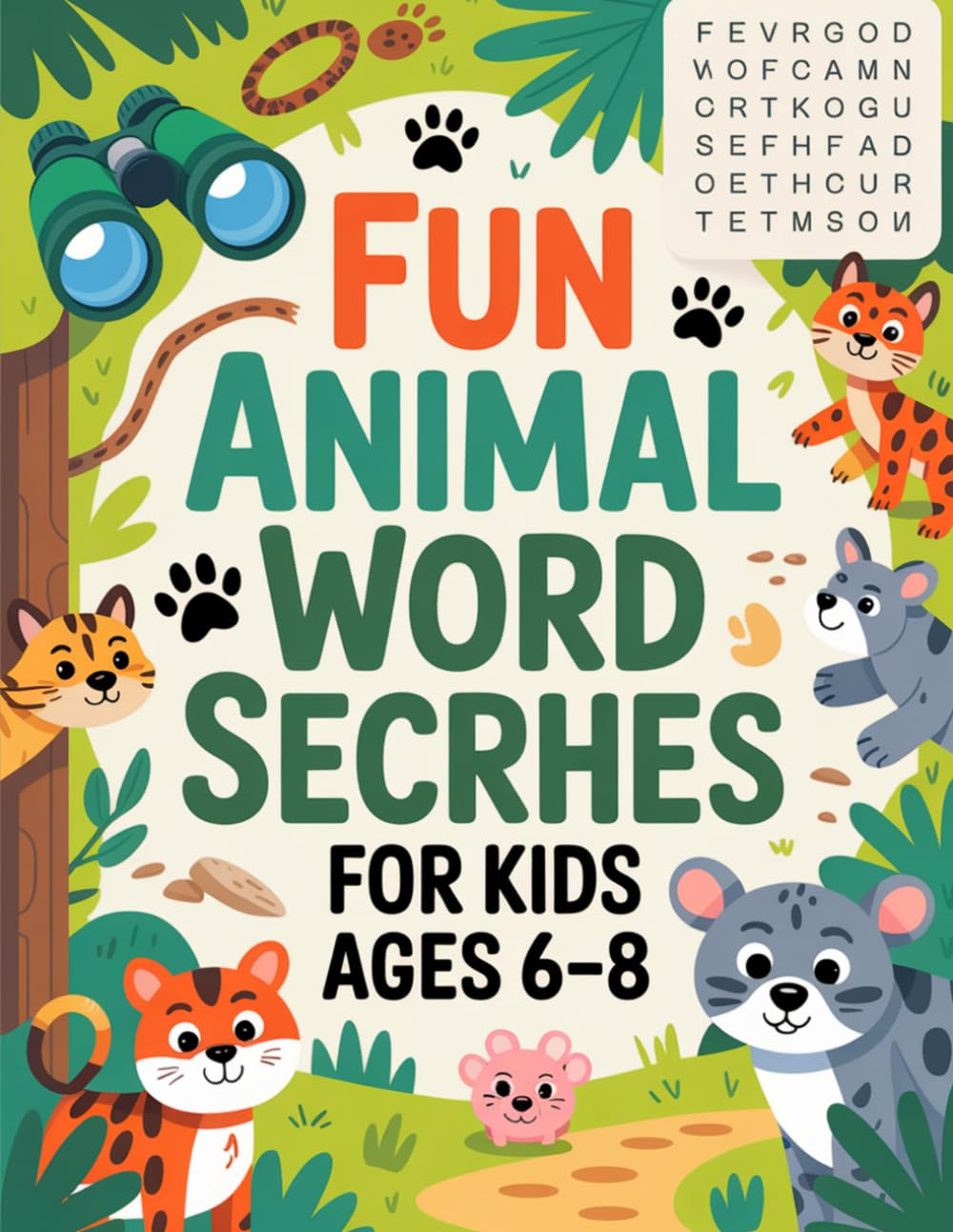 Fun Animal Word Searches for Kids Ages 6–8: Eye-Friendly Mind Wellness Puzzle Workbook