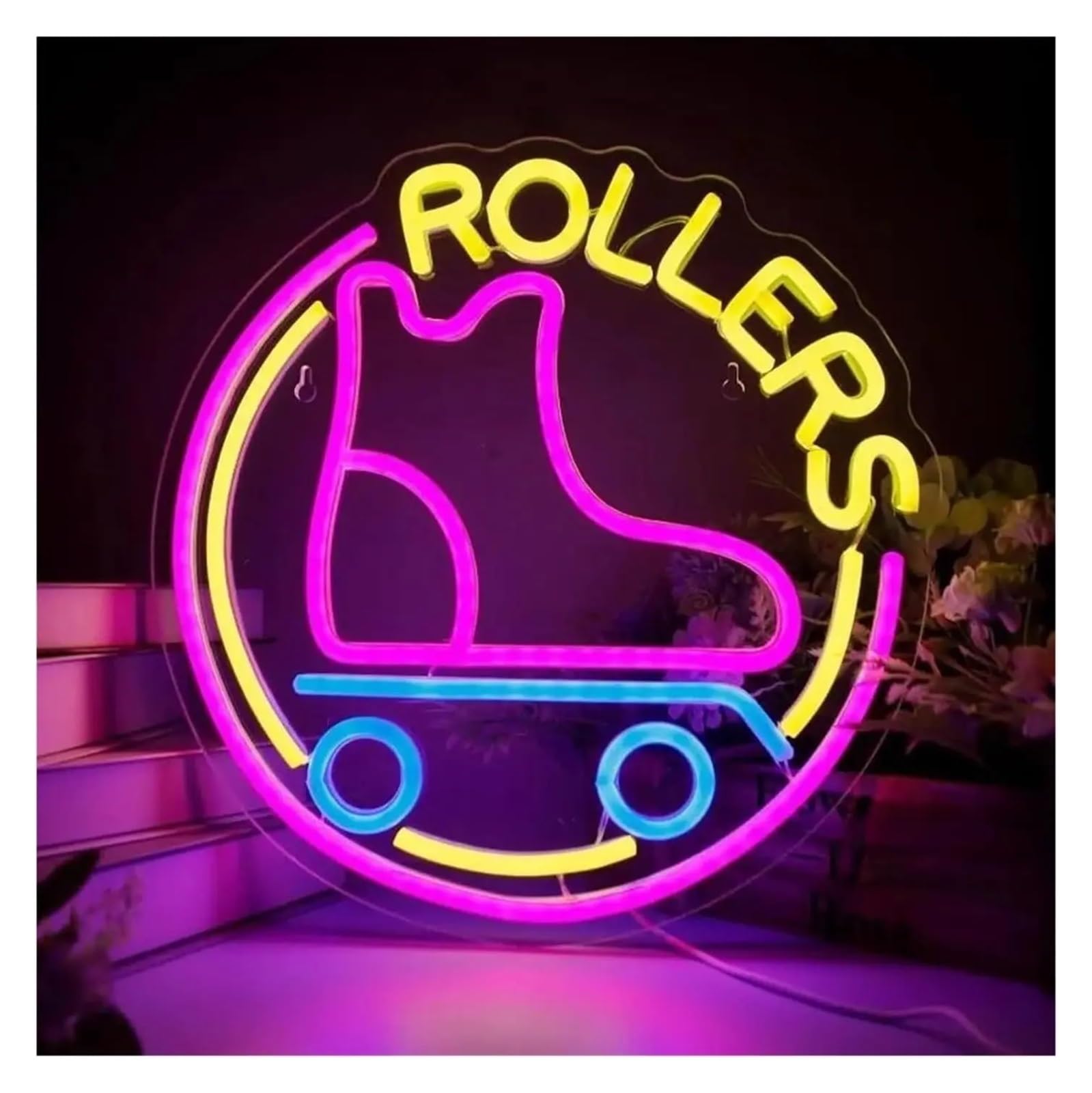 LEMST Signs Lamp Rollers Skates Neon Sign Dimmable Light for Sports Game Room Man Cave Party Wall Decor USB Powered Lamp 33cmx32cm