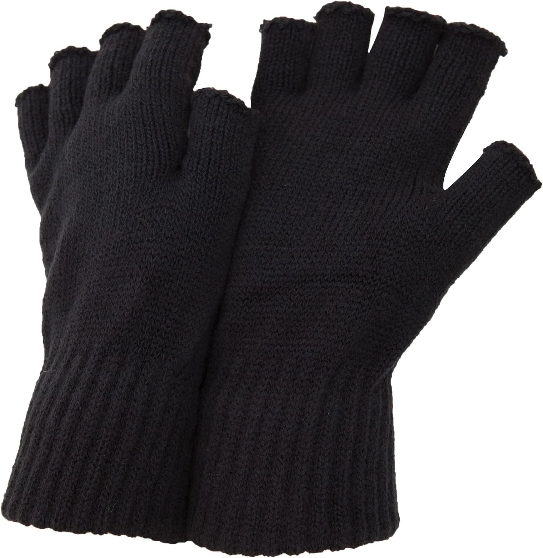 BLACK THERMAL FINGERLESS GLOVES