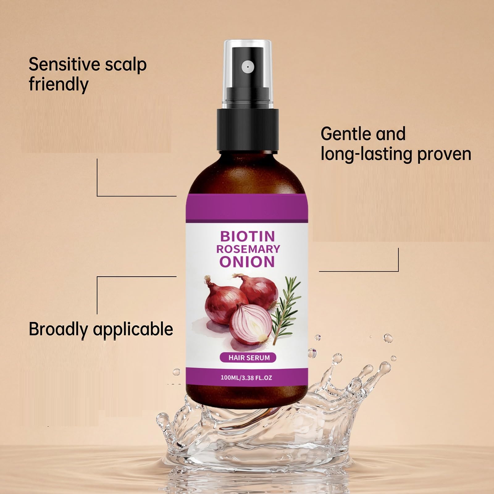 Onion Biotin Rosmarin Hair Serum Spray, Zwiebelshampoo Biotin Wachstumspflege dickeres Haar Verdickt Revitalisiert das Haar Pflegespray Wash Free Hairs Cares Oil Sprays, Frizz ease serum (8pcs)