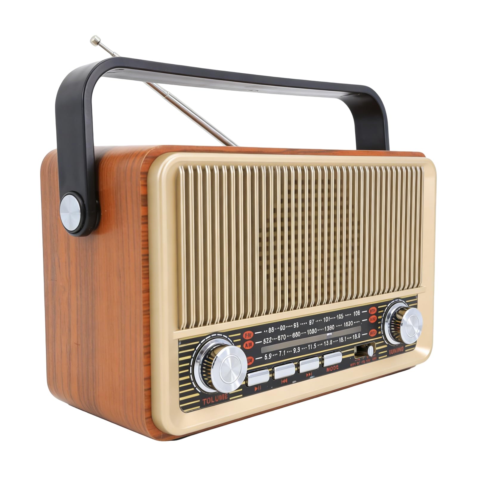 Radio retro con Bluetooth AM/FM/SW, portátil, nostálgica, radio de cocina vintage con USB/TF/AUX, recargable, radio simple para personas mayores, cocina, oficina, exterior