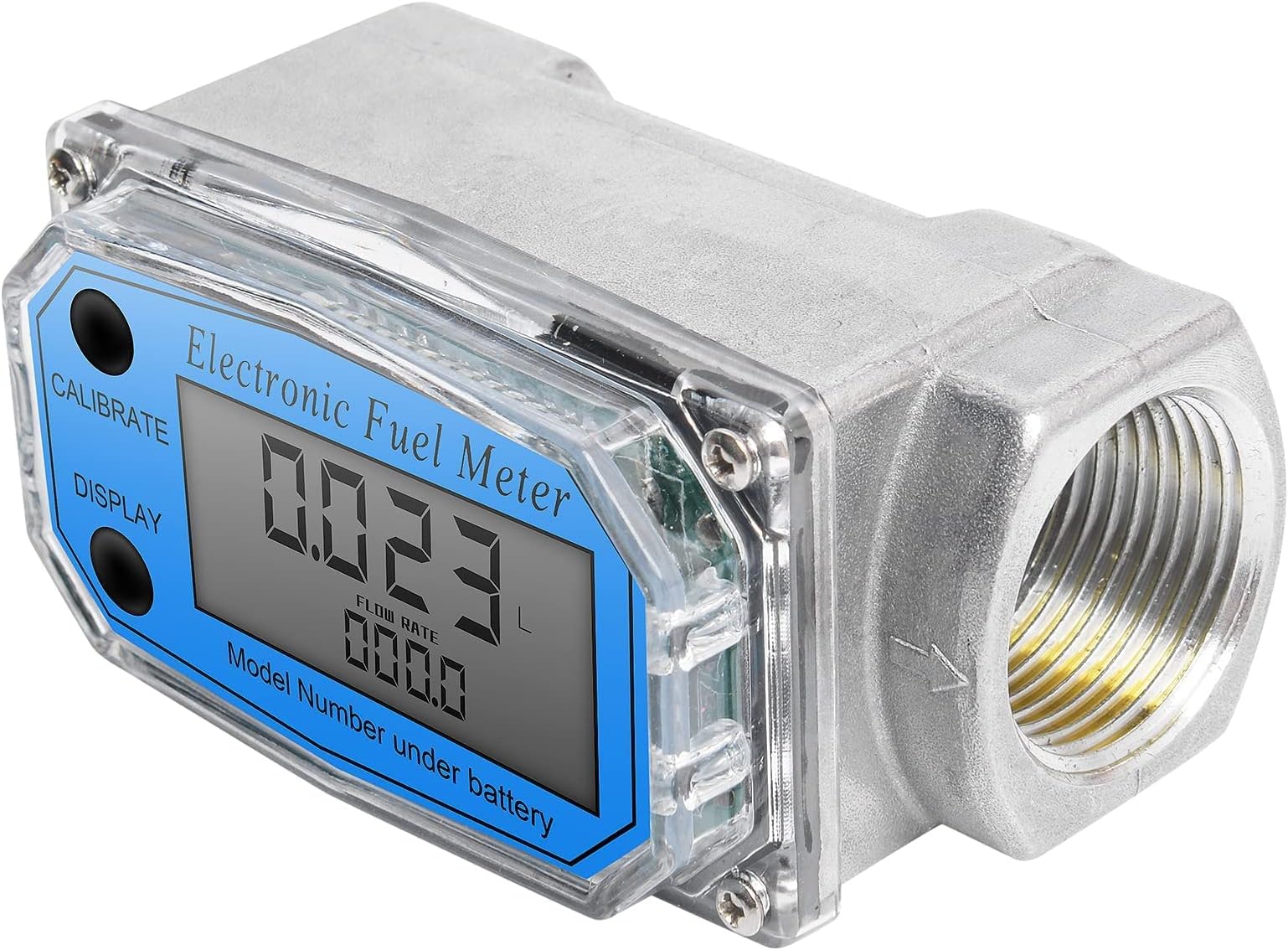 2" Digital Turbine Flow Meter, LCD Digital Display Flowmeter, Gas Oil Fuel Flowmeter for Diesel, Kerosene, Gasoline, Aluminum Stainless Steel, Flow Rate of 60-500LPM(15-132GPM).