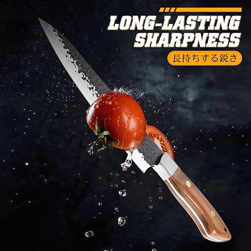 Miniatura 3 de Huusk Cuchillo de chef japonés de 8 pulgadas, cuchillos de cocina forjados a mano con mango ergonómico de espiga completa, cuchillo de cocina de