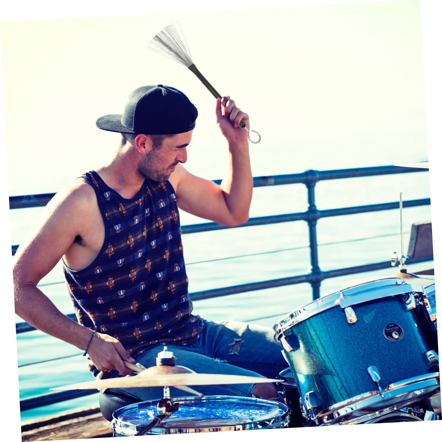 Spazzole Per Bacchette Batteria - Set Professionale In Metallo, Design Ad Anello - Foto 3