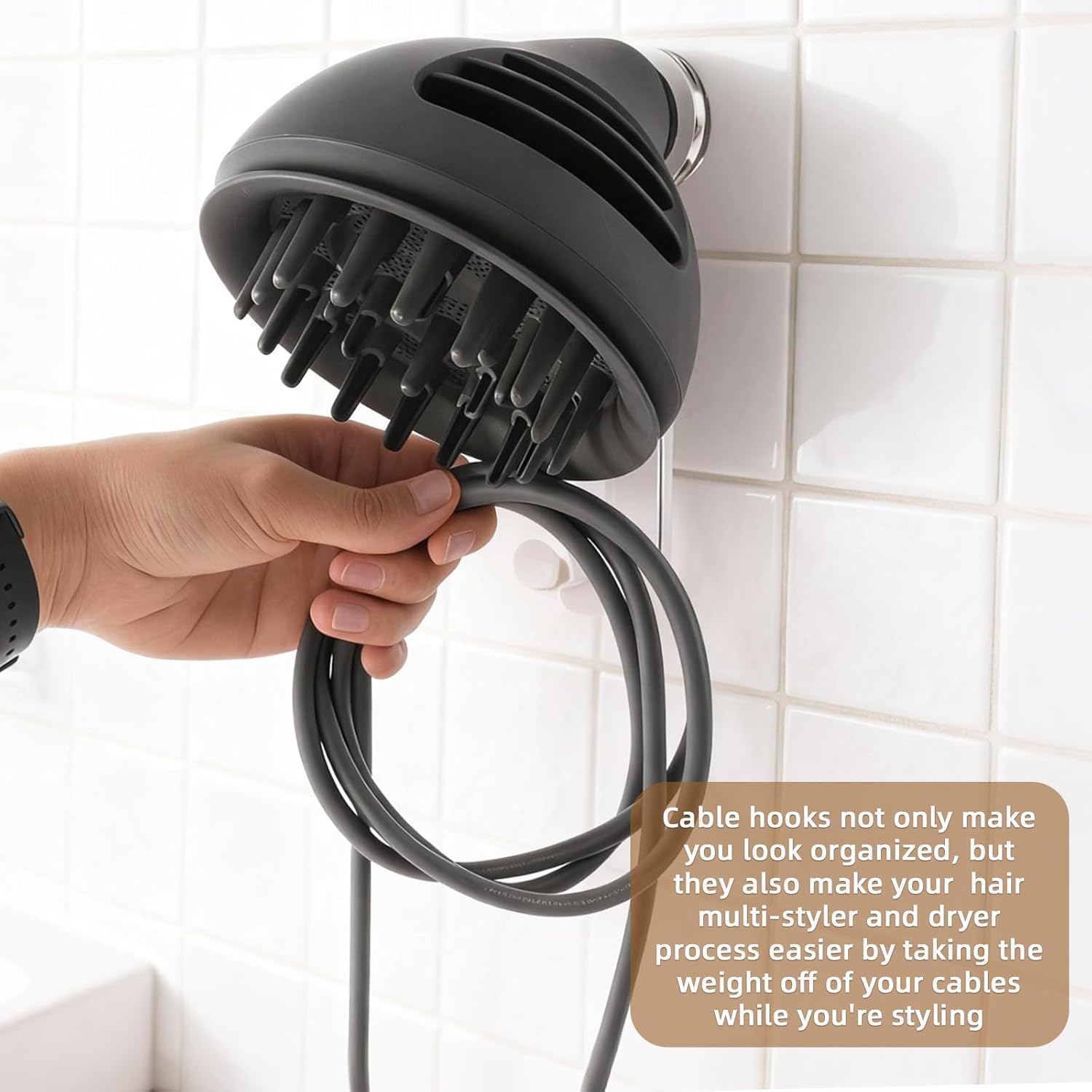 7-Hole Wall Mount Holder Compatible with Dyson Airwrap Styler and Accessories, Acrylic Wall Mount Organizer Compatible with Dyson Airwrap Style i.d Multi-Styler