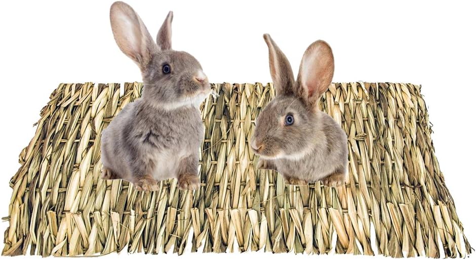 Flying Spoon Grass Mat for Rabbits, Natural Handmade Pets Woven Grass Mat for Rabbits, Guinea Pigs, Chinchillas, Hamsters