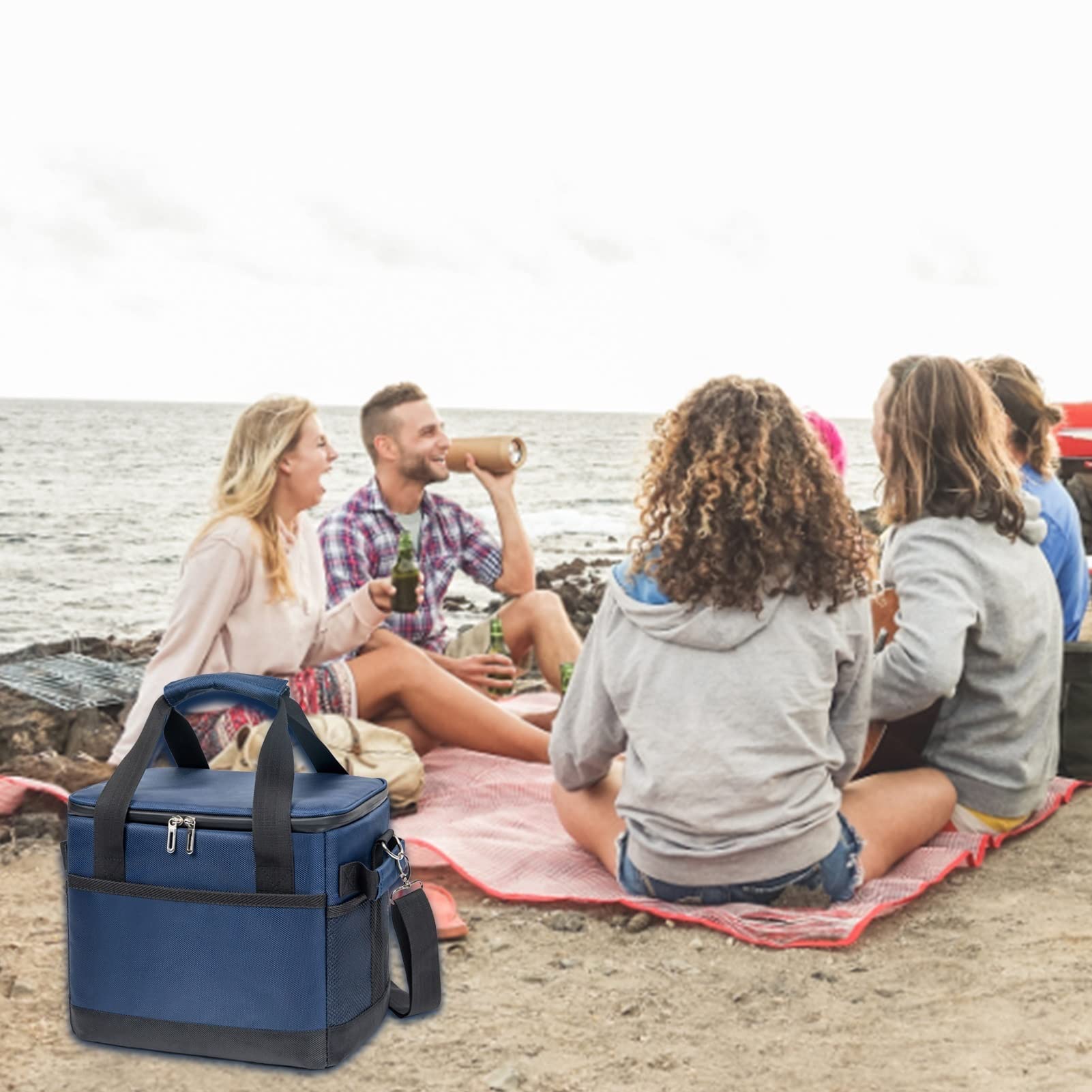 Borsa termica portatile con isolamento termico, borsa pieghevole da campeggio per cibo e bevande, capacità da 10 a 68 l, ideale per attività all'aperto