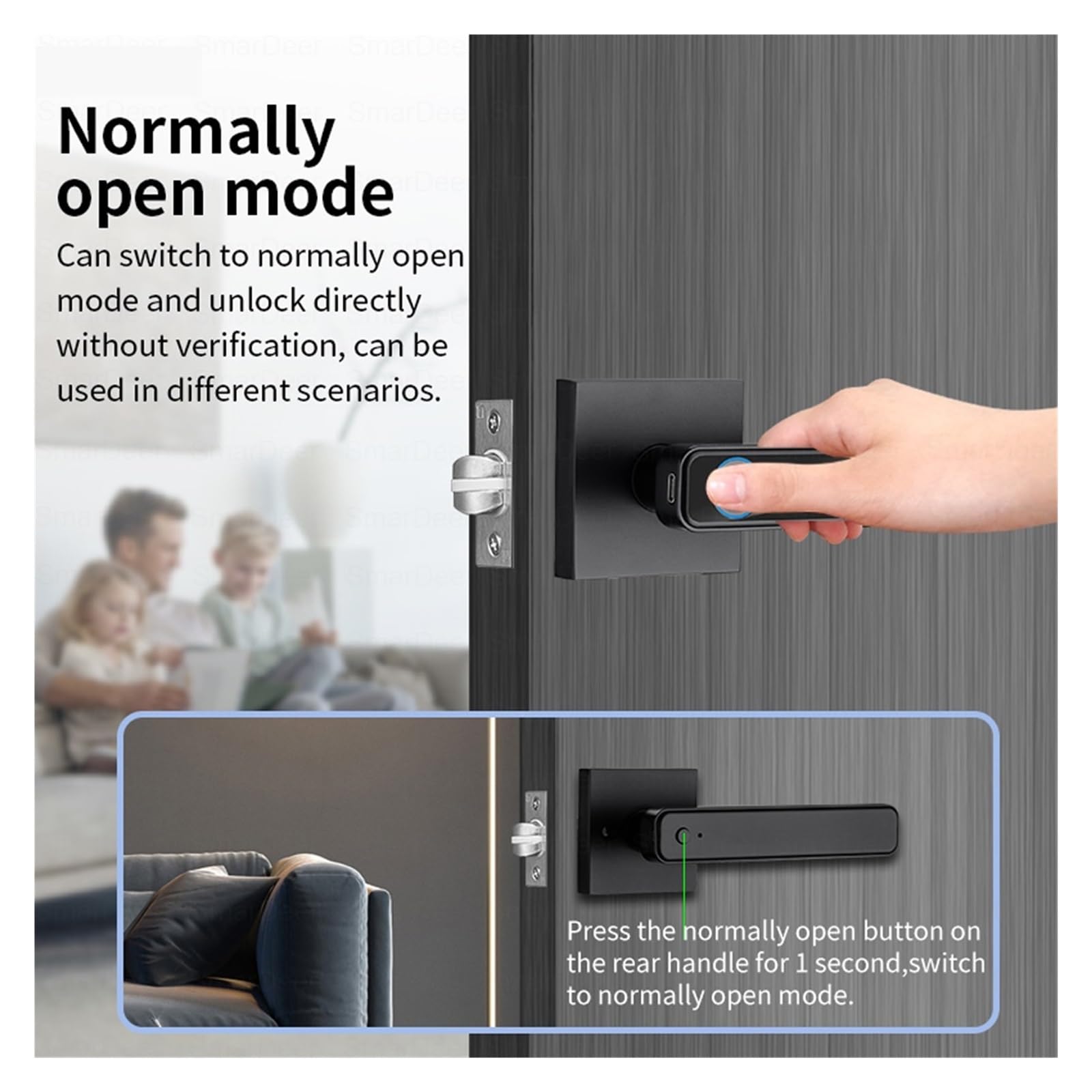 Serratura elettronica SmarDeer per SmartLife Smart Lock con sblocco Bluetooth di telefoni cellulari, impronta digitale e codice senza chiave (Colore : Sliver) wisdom