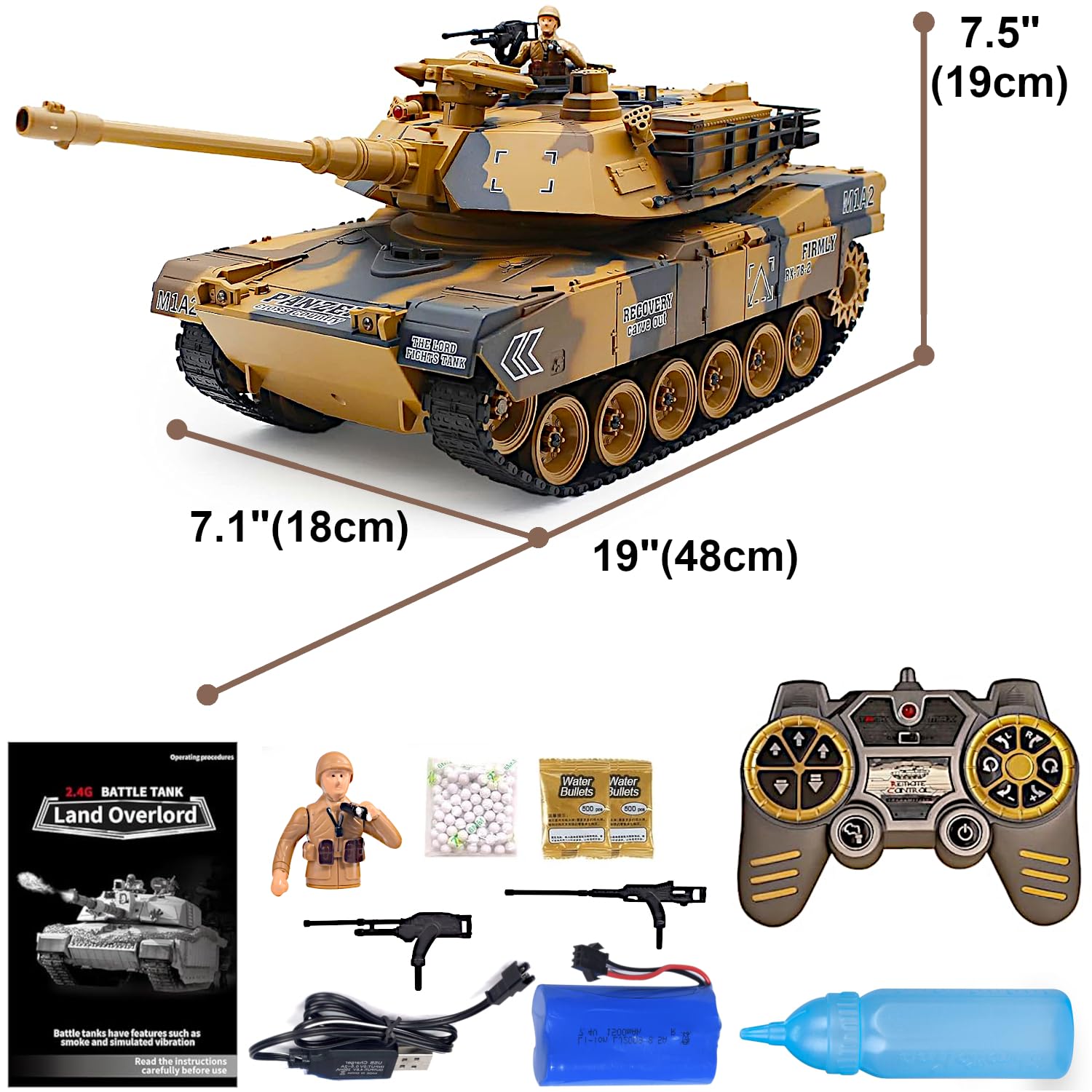 Amazon.com: M1A2 Abrams US Army Tank, 1/18 RTR RC Armored Fighting
