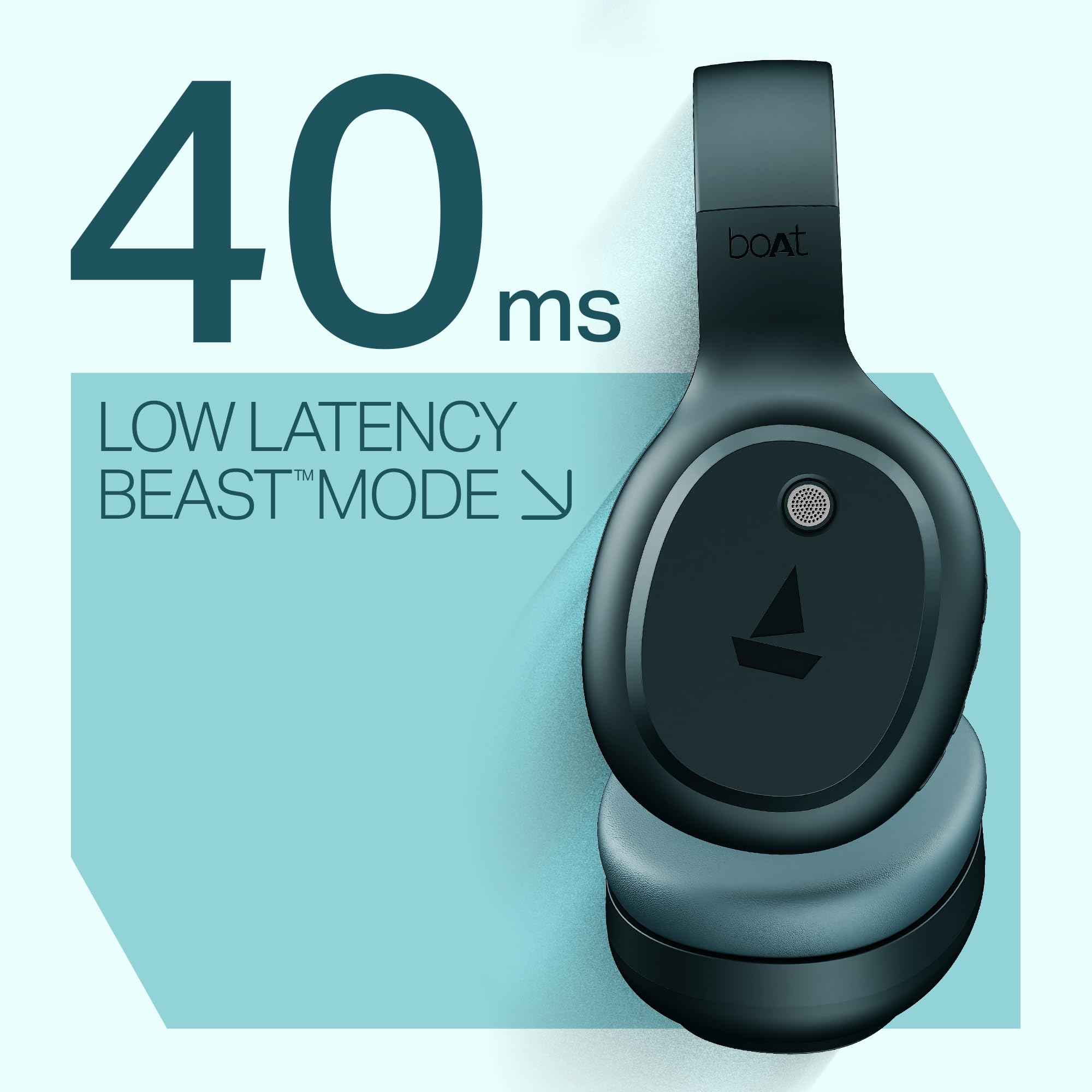 boAt Rockerz 421 bezprzewodowe słuchawki Bluetooth (premiera 2025), bateria 40H, sterowniki 40 mm, tryb gier o niskim opóźnieniu 40 ms, technologia mikrofonów ENx, Bluetooth v5.4, zintegrowane