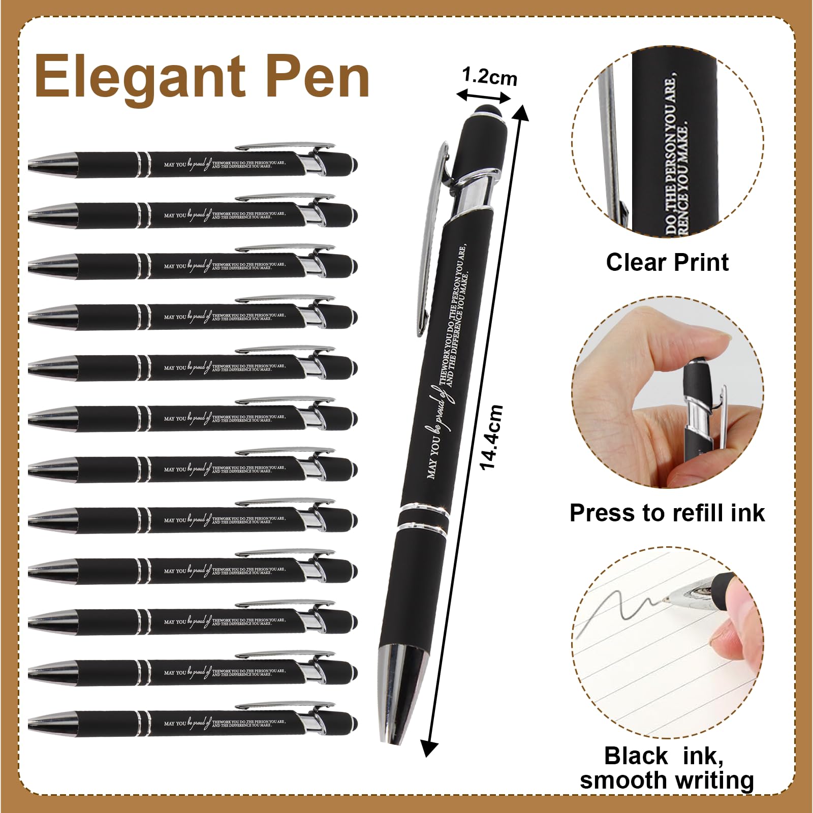 12 Sets Thank You Gifts, Employee Appreciation Gifts, Inspirational Notebooks With Sticky,Inspirational Pens And Gift Bags,Mini Motivational Notebooks for Teacher Student Staff Volunteer Gifts--Black - Image 4