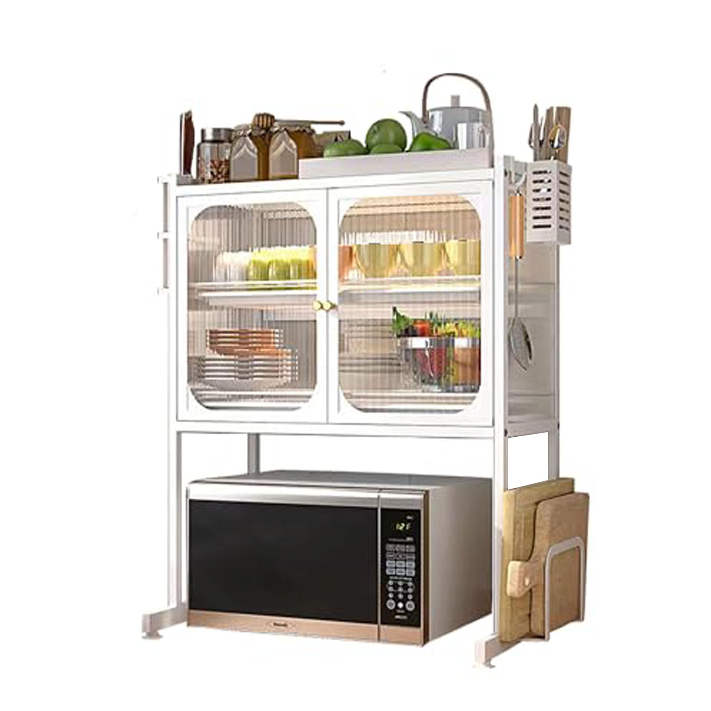 FAQINZYUAN Kitchen Countertop Microwave Oven Rack, Microwave Stand，Microwave Shelf with Storage Cabinet,Suitable for Multifunctional Tableware Storage