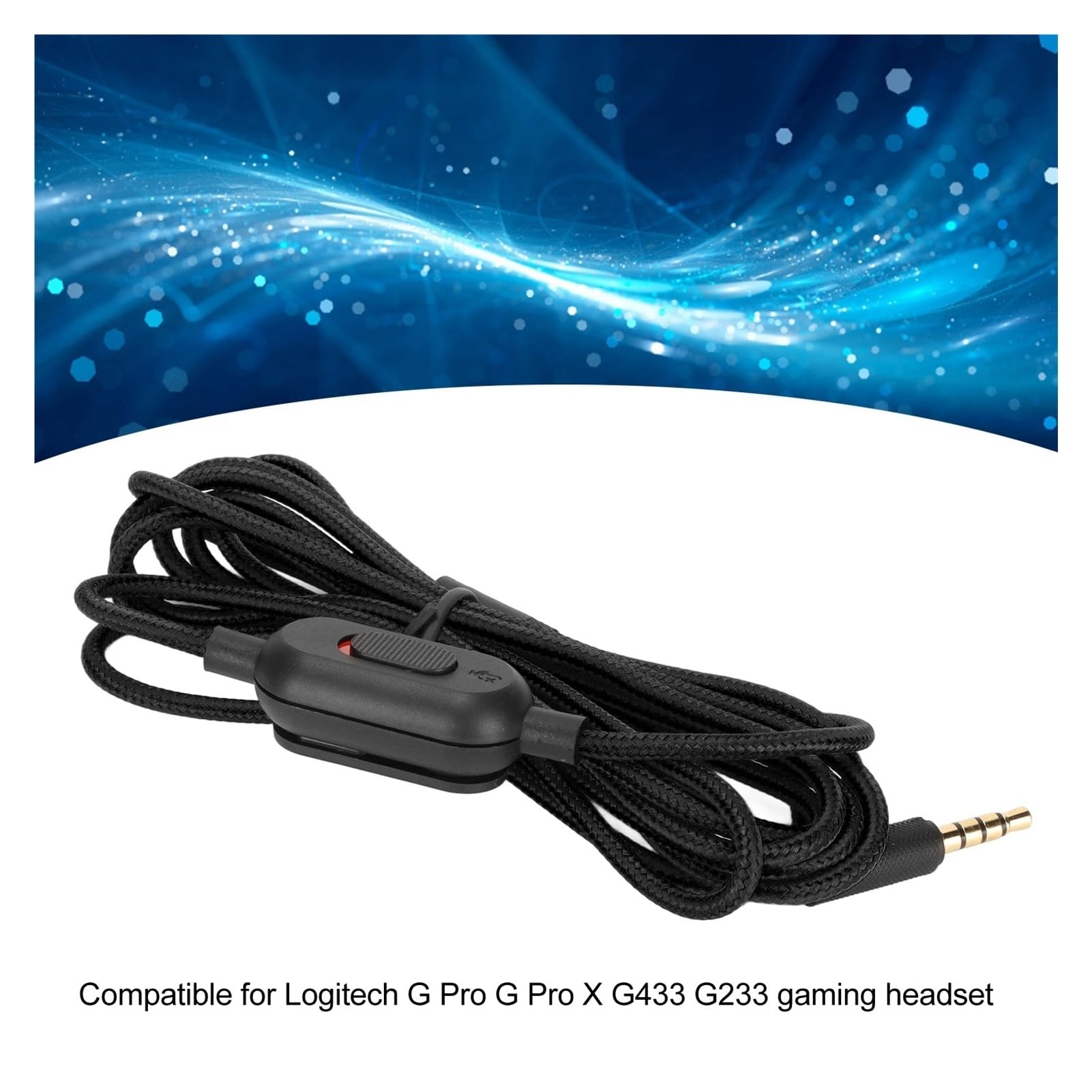 Zestaw słuchawkowy gamingowy, kabel zastępczy 3,5 mm, pleciony z przełącznikiem wyciszającym do Logitech G Pro X G Pro G433 G233 Black