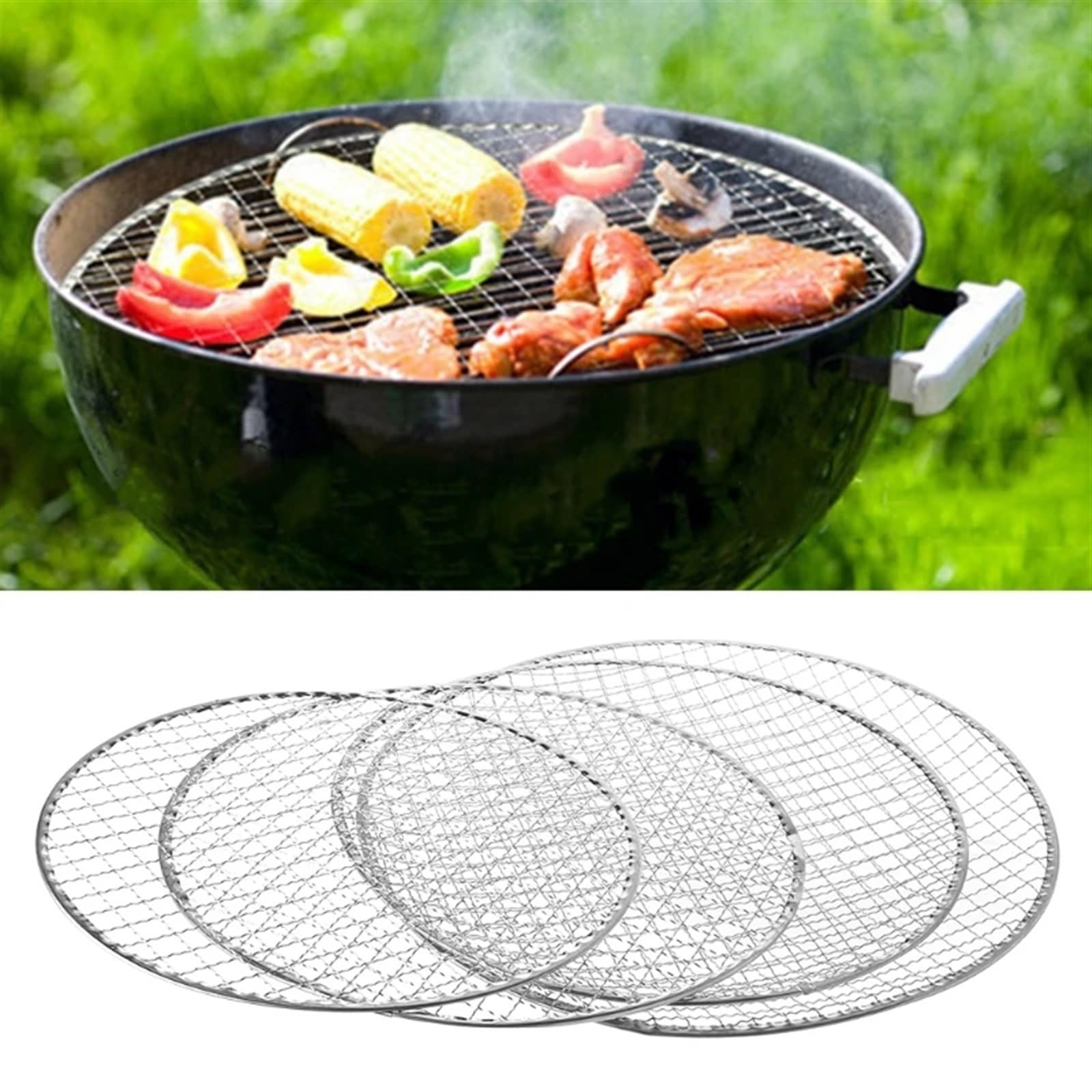 Artykuły do ​​pieczenia, Ruszty Ruszty Grillowe Koszyki Siatki Siatka Mięso Ryby Warzywa Narzędzie do grillowania na kempingu Akcesoria na imprezę(30cm)