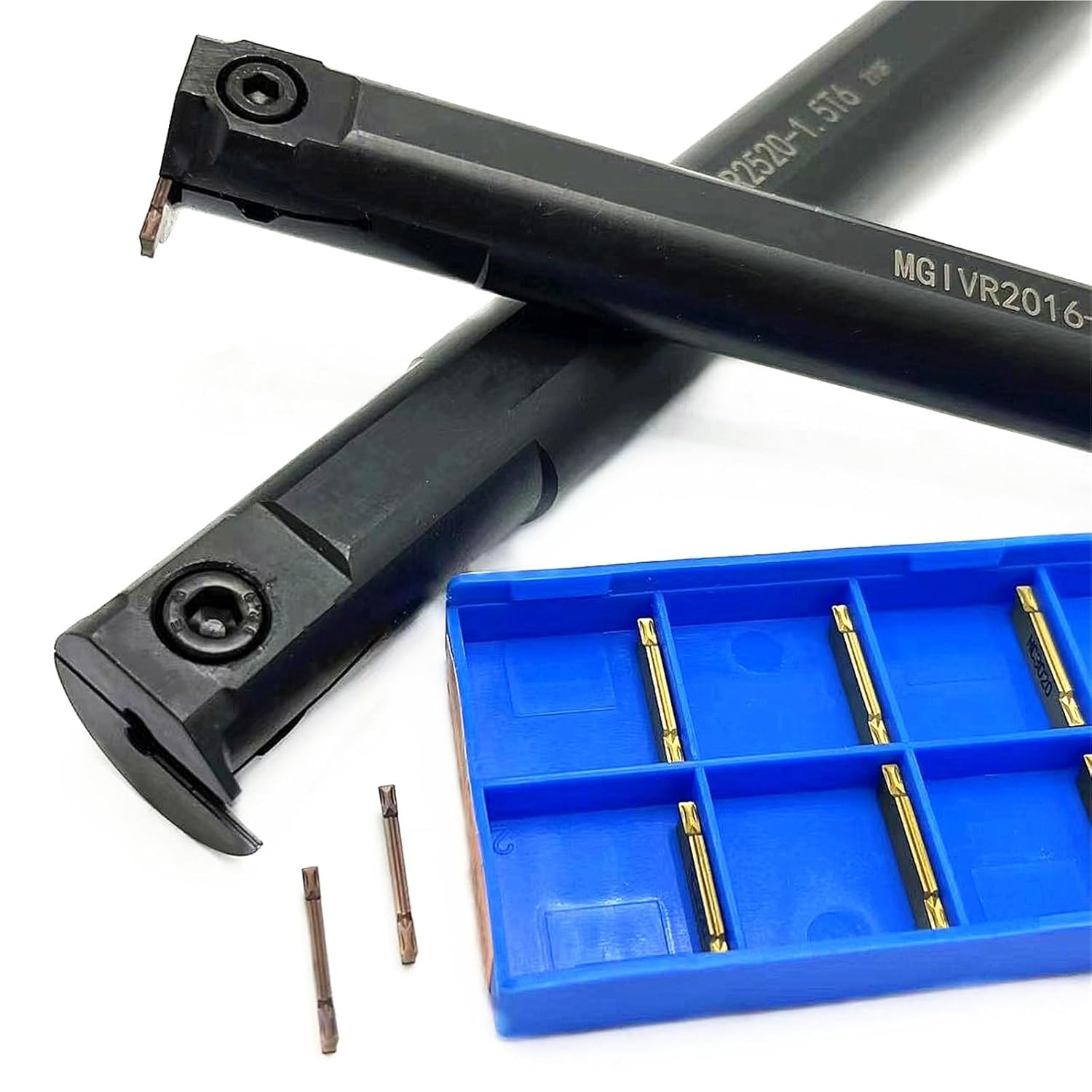 1pcs MGIVR2016-1.5T4 MGIVR2520-1.5T6 Lathe Cut Off Grooving Parting Tool Holder with 10pcs MGMN150 Carbide Grooving Insert Internal Turning Tool(MGMN150 NC3020,MGIVR2016-1.5T4)
