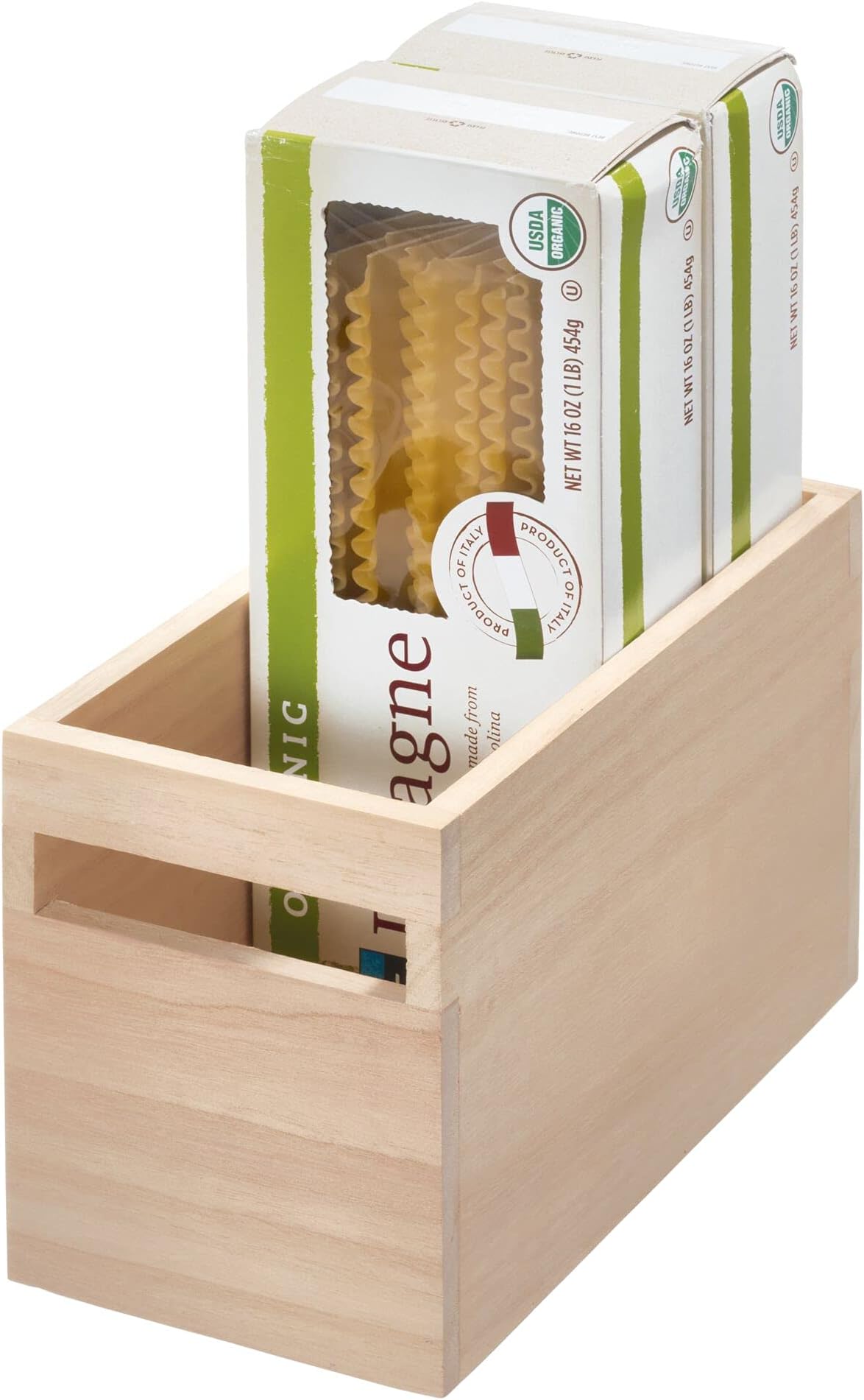 iDesign Renewable Paulownia Wood Collection Storage Bin with Handles, 10" x 5" x 6", Natural