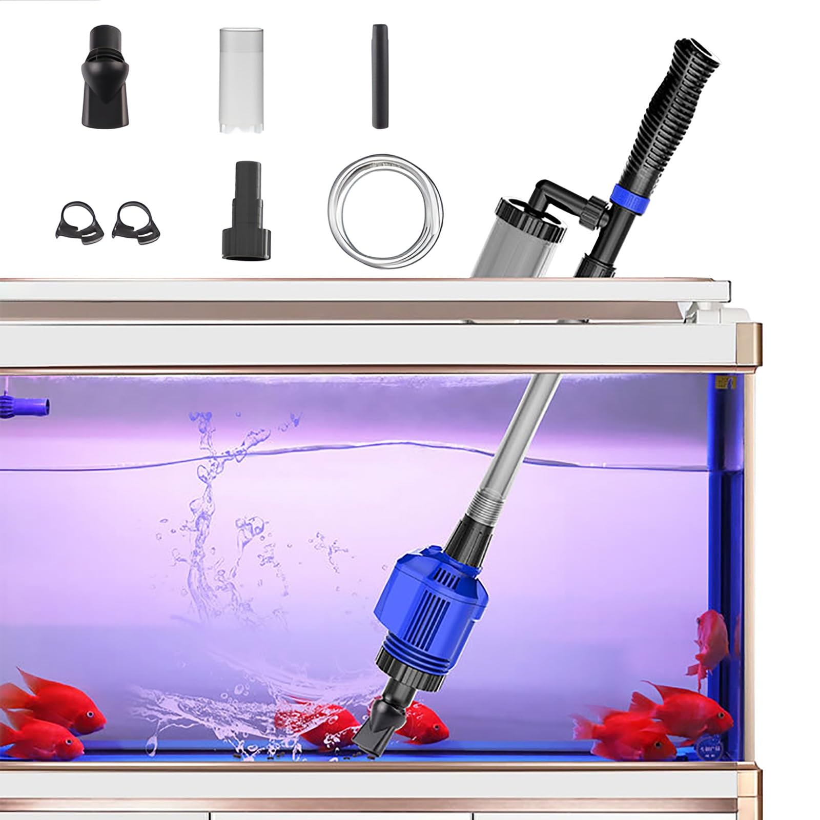 Limpiador Eléctrico De Grava De Acuario con Bomba Sifón, Limpiador De Algas, Nuevo Cambiador Rápido De Agua para La Limpieza De Peceras y Mantenimiento del Agua(20W)