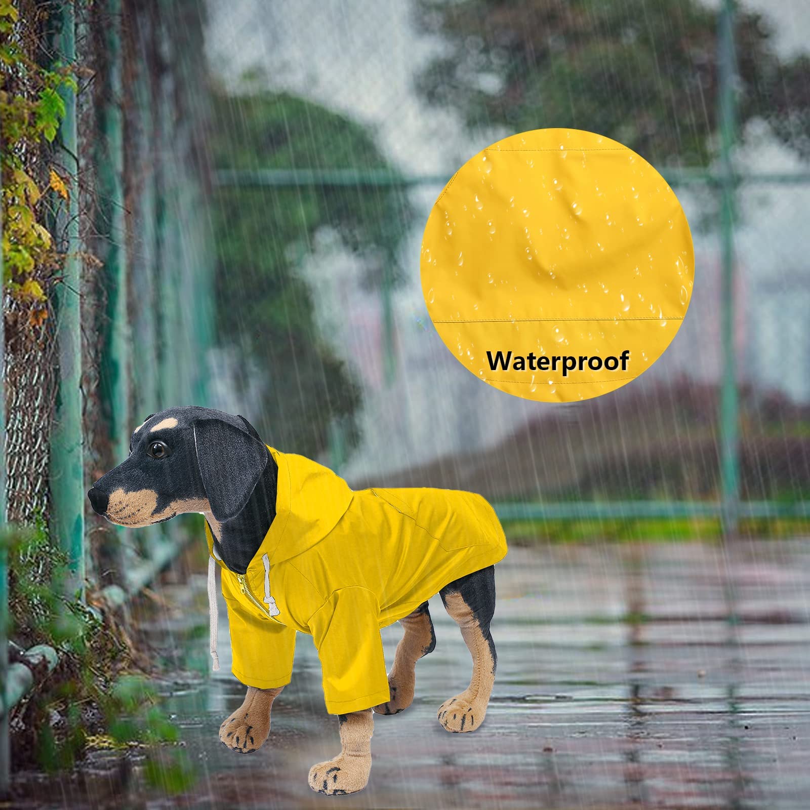 Impermeabile per Cani con Cappuccio, Impermeabile/Pioggia, Coulisse Regolabile, Design Tascabile, Elegante Impermeabile per Cani di Alta qualità (Yellow 2XL (Pack of 1))