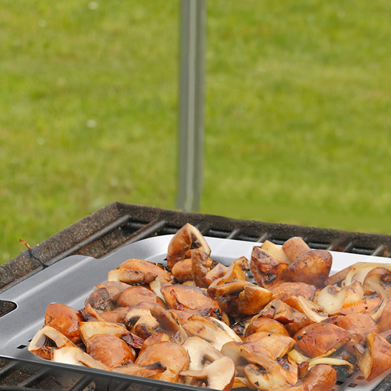Parrilla de acero inoxidable con diseño perforado y mango, perfectas para asar veterinarios y accesorios de barbacoa de pescado para cocinar al aire libre